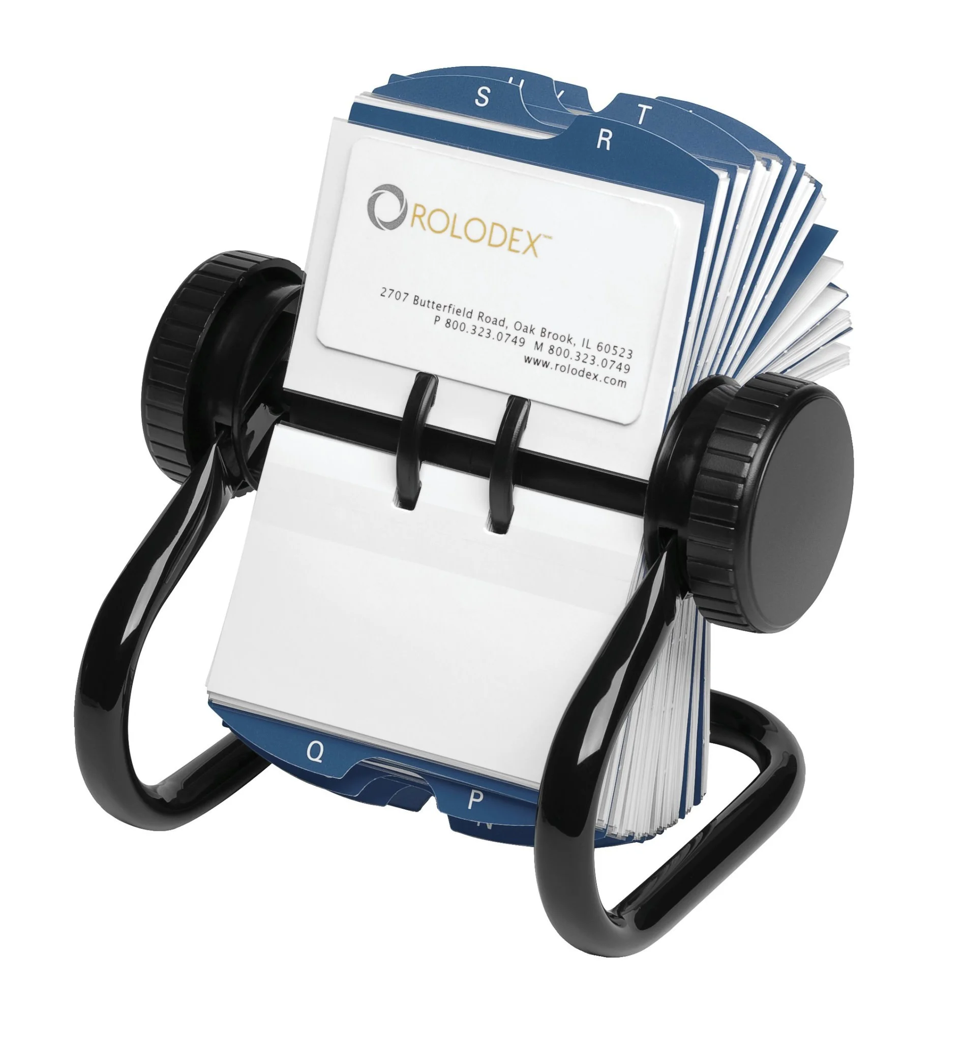 Rolodex Rotary Business Card Organizer, with 200 2-1/4 x 4 Inch Cards and 24 A-Z Guides, Black
