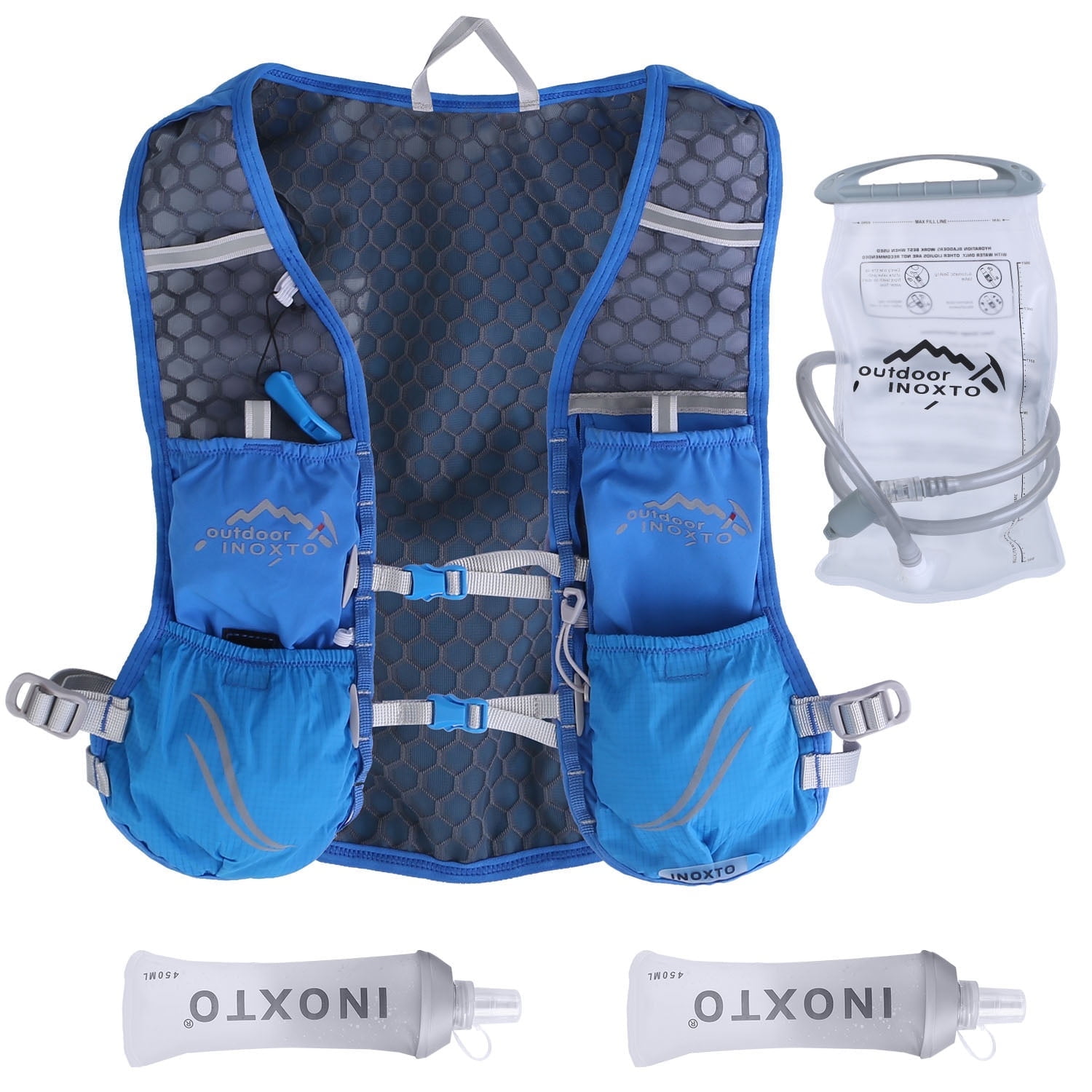 Running Hydration Vest Backpack, TeqHome Running Water Vest Hydration Pack with 2.4L Water Bladder Bag for Trail Running Marathon Race Hiking Cycling Blue