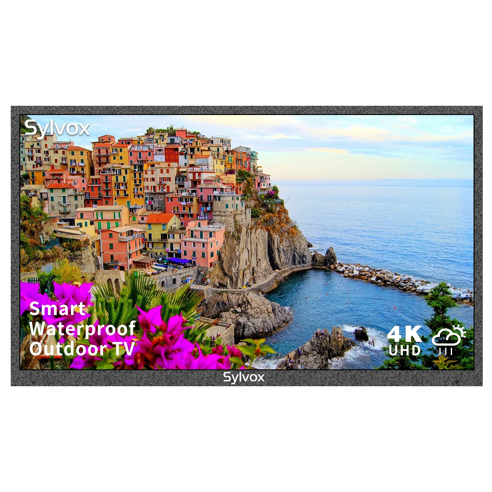 SYLVOX 43" Partial Sun Outdoor TV, 1000 Nits 4K UHD IP55 Waterproof TV Support Bluetooth & Wi-Fi (Deck Series)
