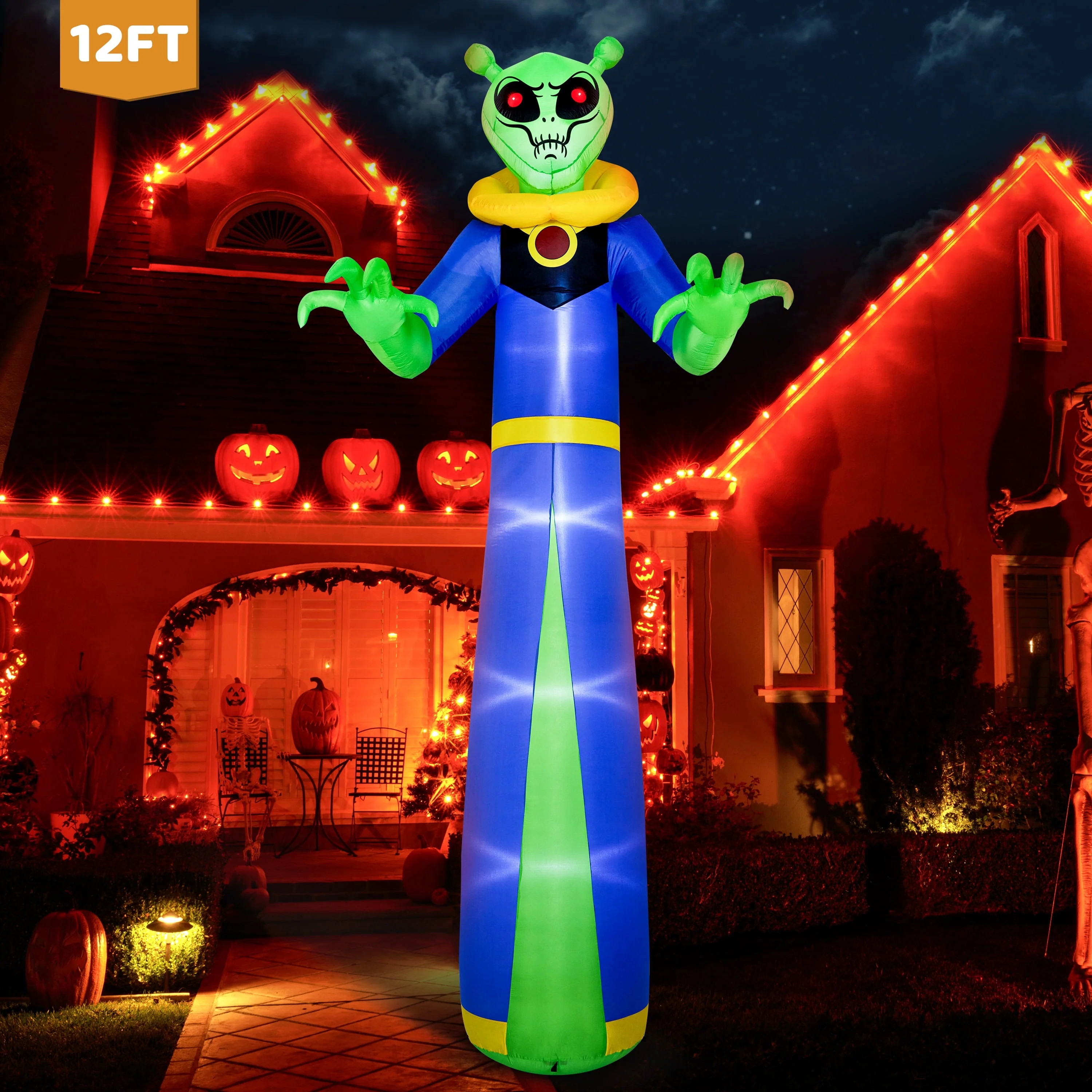 Joyfy Giant Alien Decoration Halloween Yard Inflatables, Alien Wizard