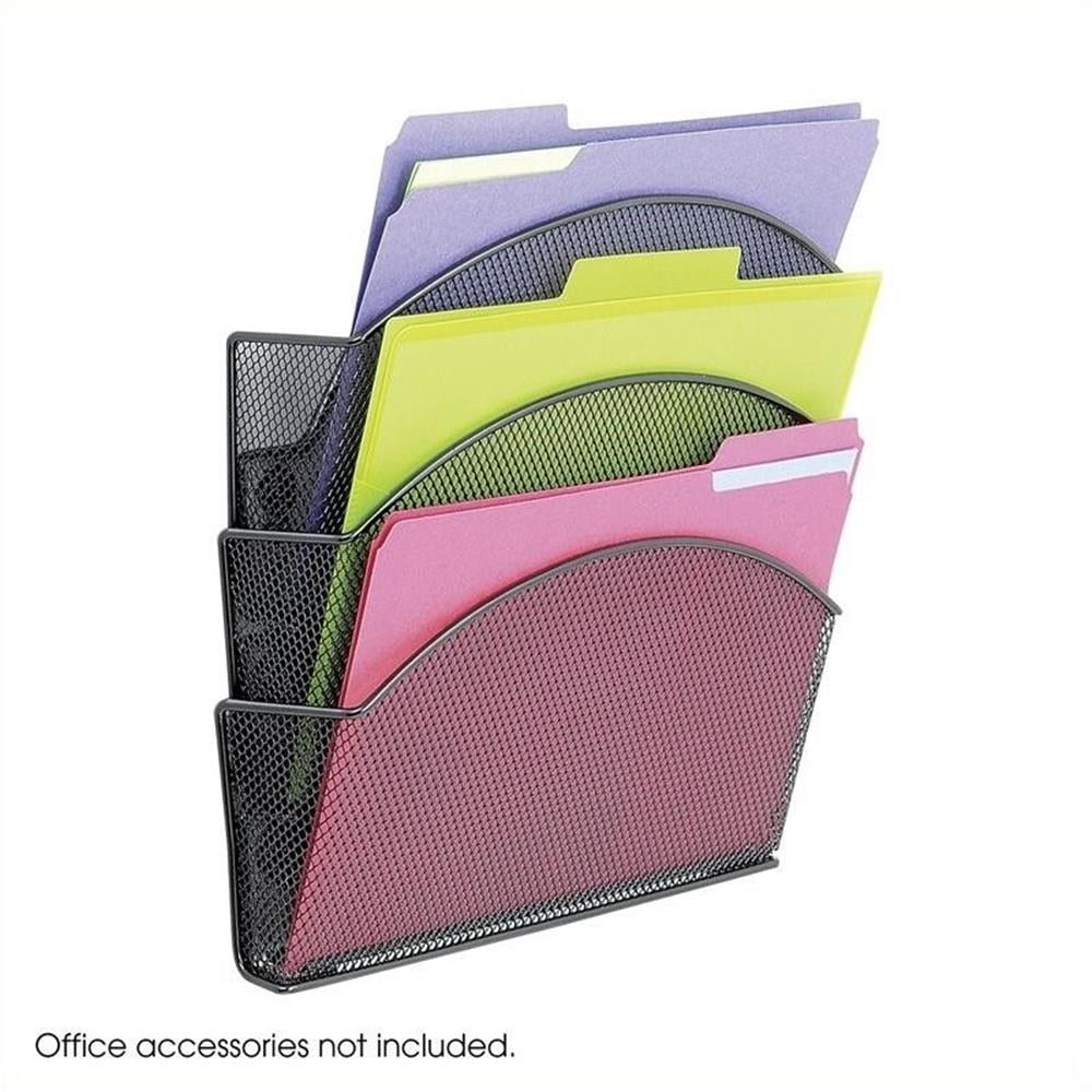 Safco Onyx Magnetic Mesh Triple File Pocket (Set of 3)
