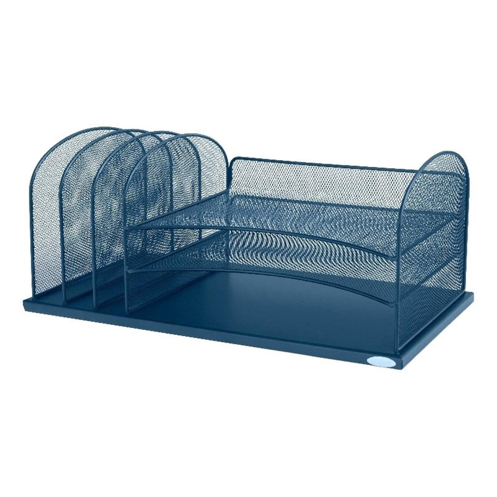 Safco Onyx Steel Metal Desk Organizer in Blue Finish