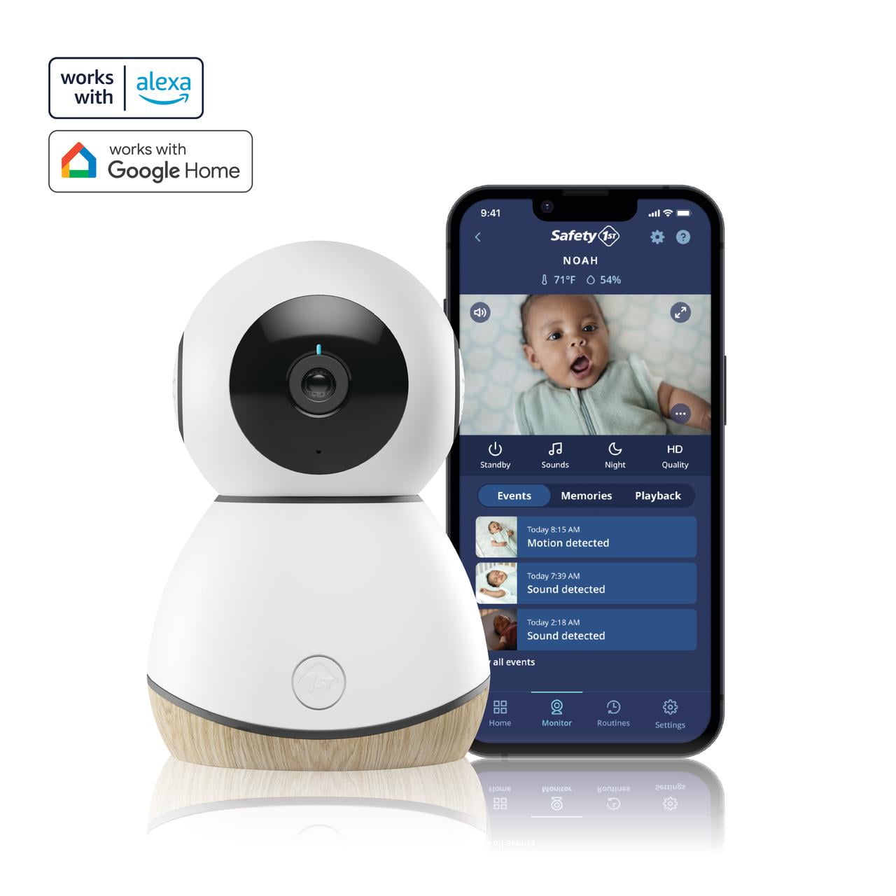 Safety 1st 360° Smart Baby Monitor, Natural with White