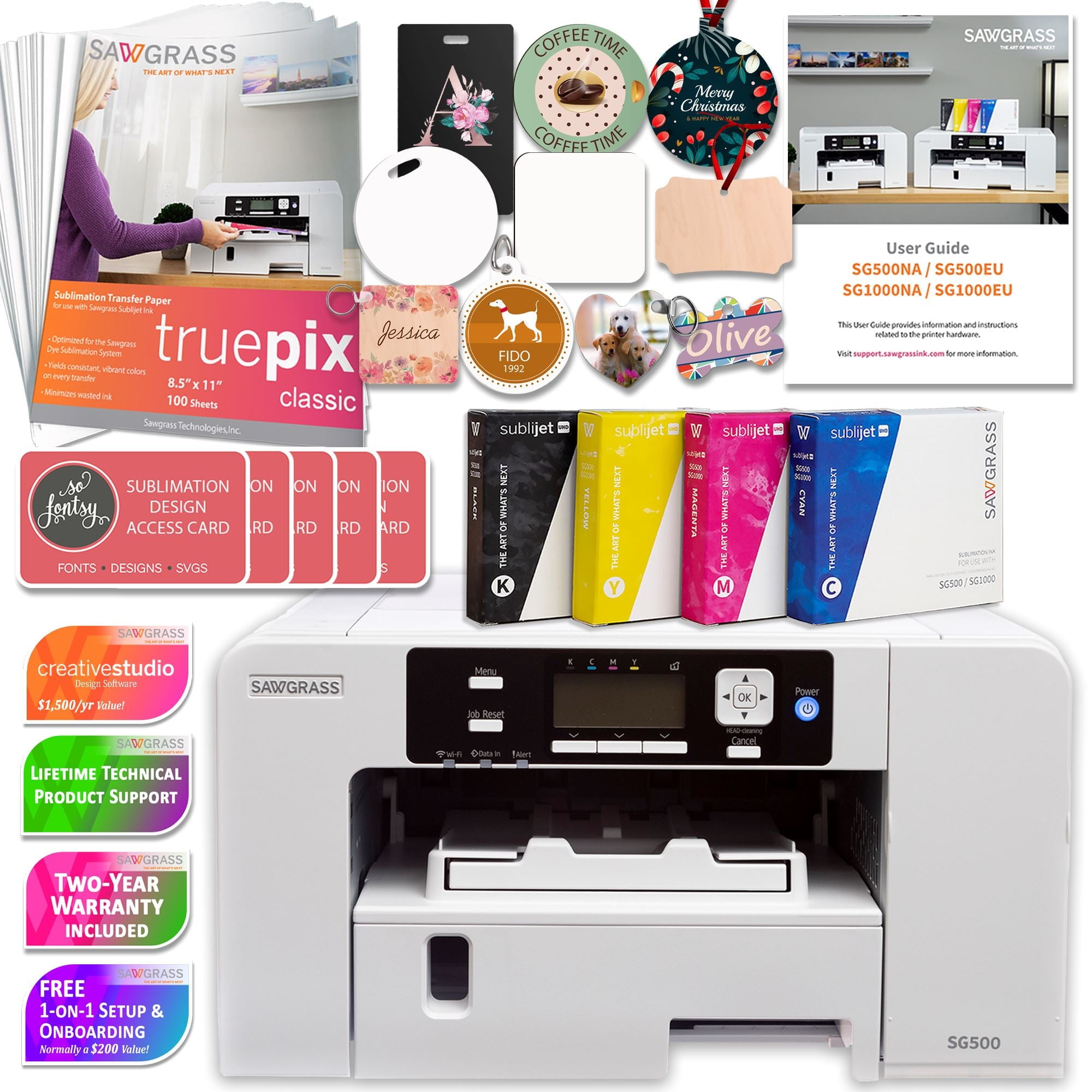Sawgrass SG500 Starter Bundle Color Sublimation All-in-One Printer with Ink & Paper