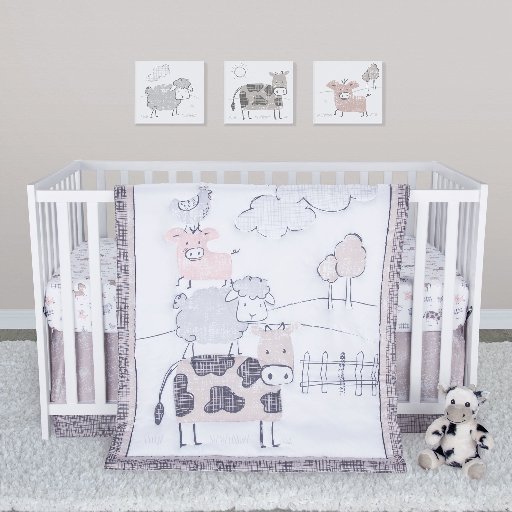 Sammy & Lou Baby Nursery Crib Bedding Set, Cottage Farm 4 Piece