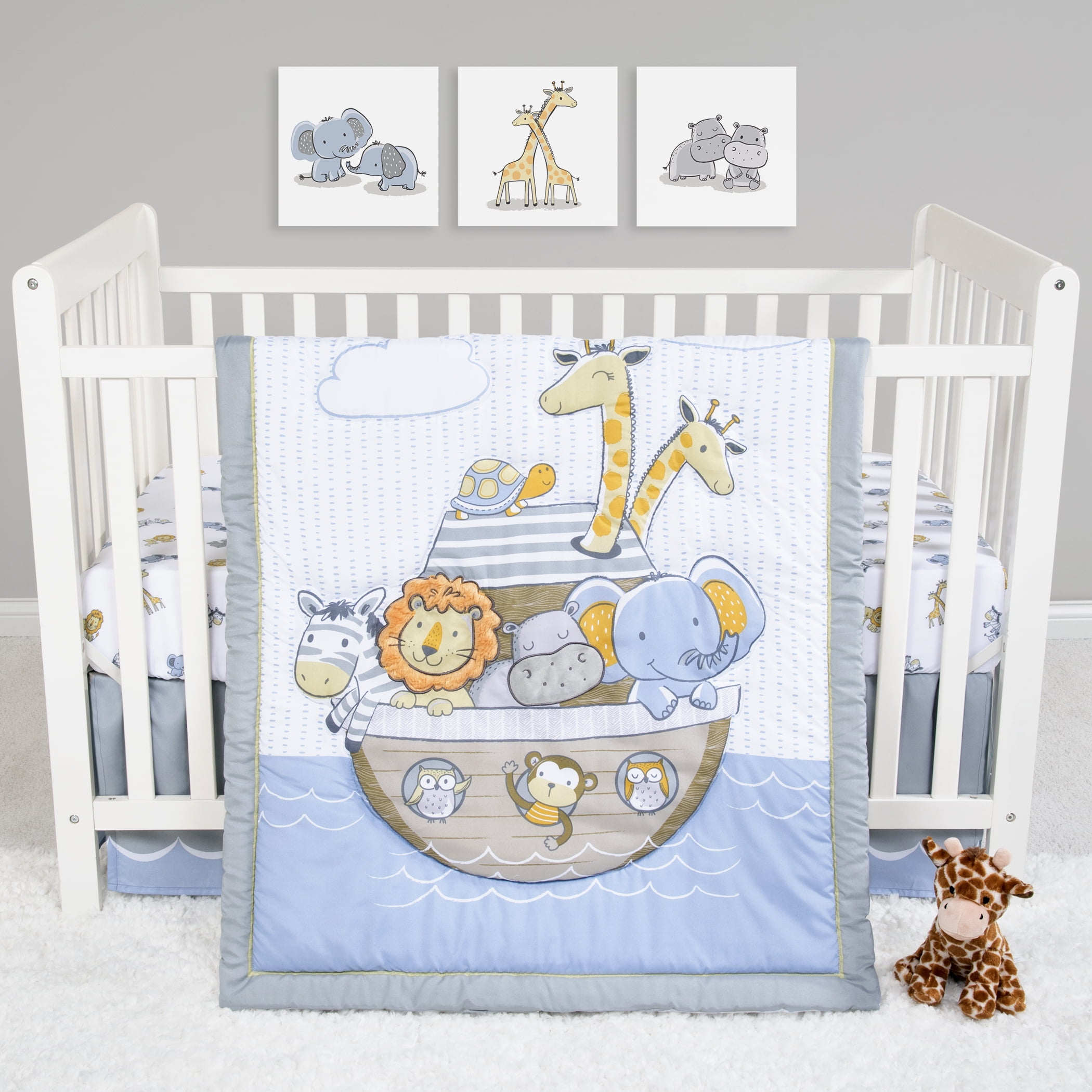 Sammy & Lou Baby Nursery Crib Bedding Set, Noah's Ark 4 Piece