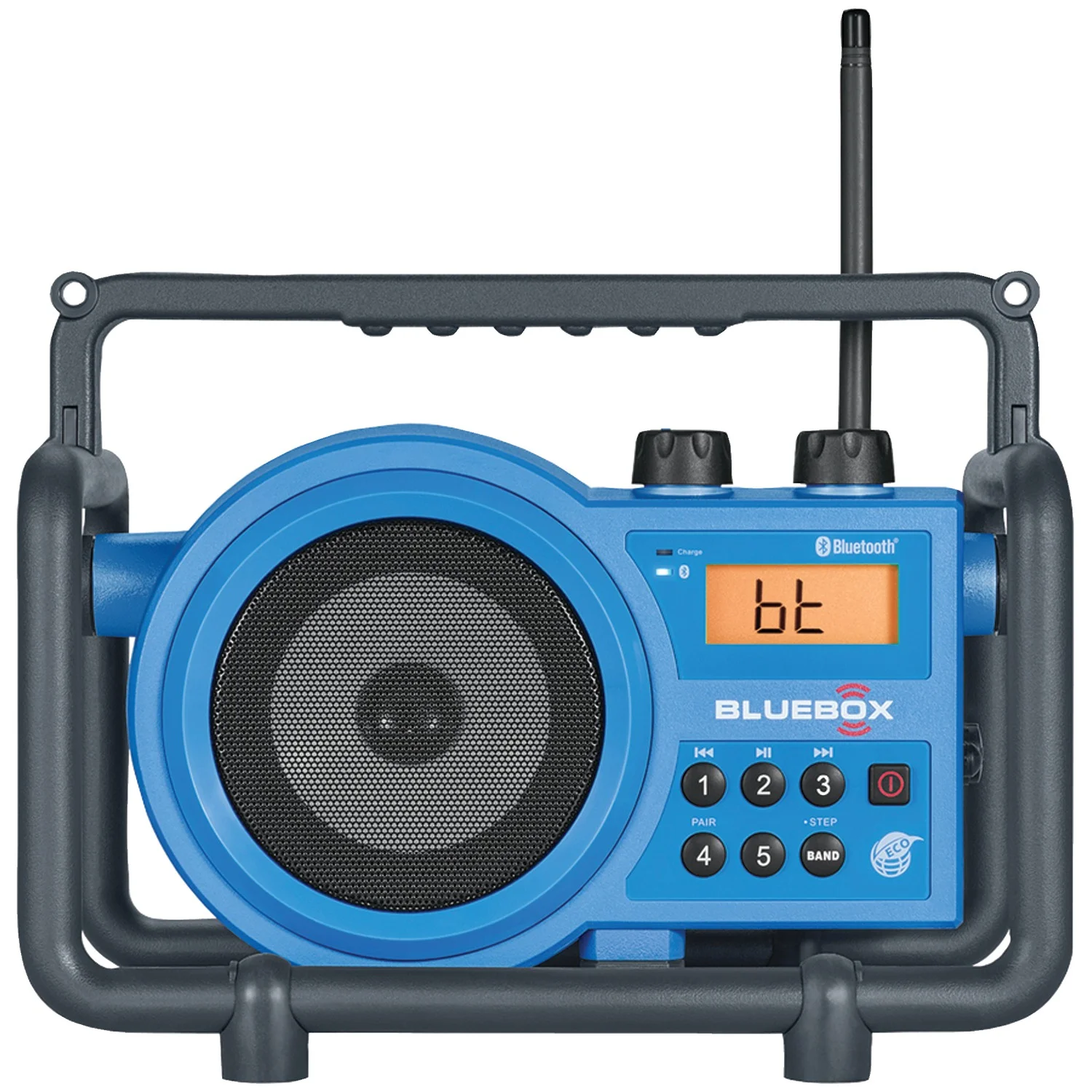 Sangean BB-100 BlueBox AM/FM Ultra-Rugged Digital Receiver with Bluetooth, Blue, 12.4"