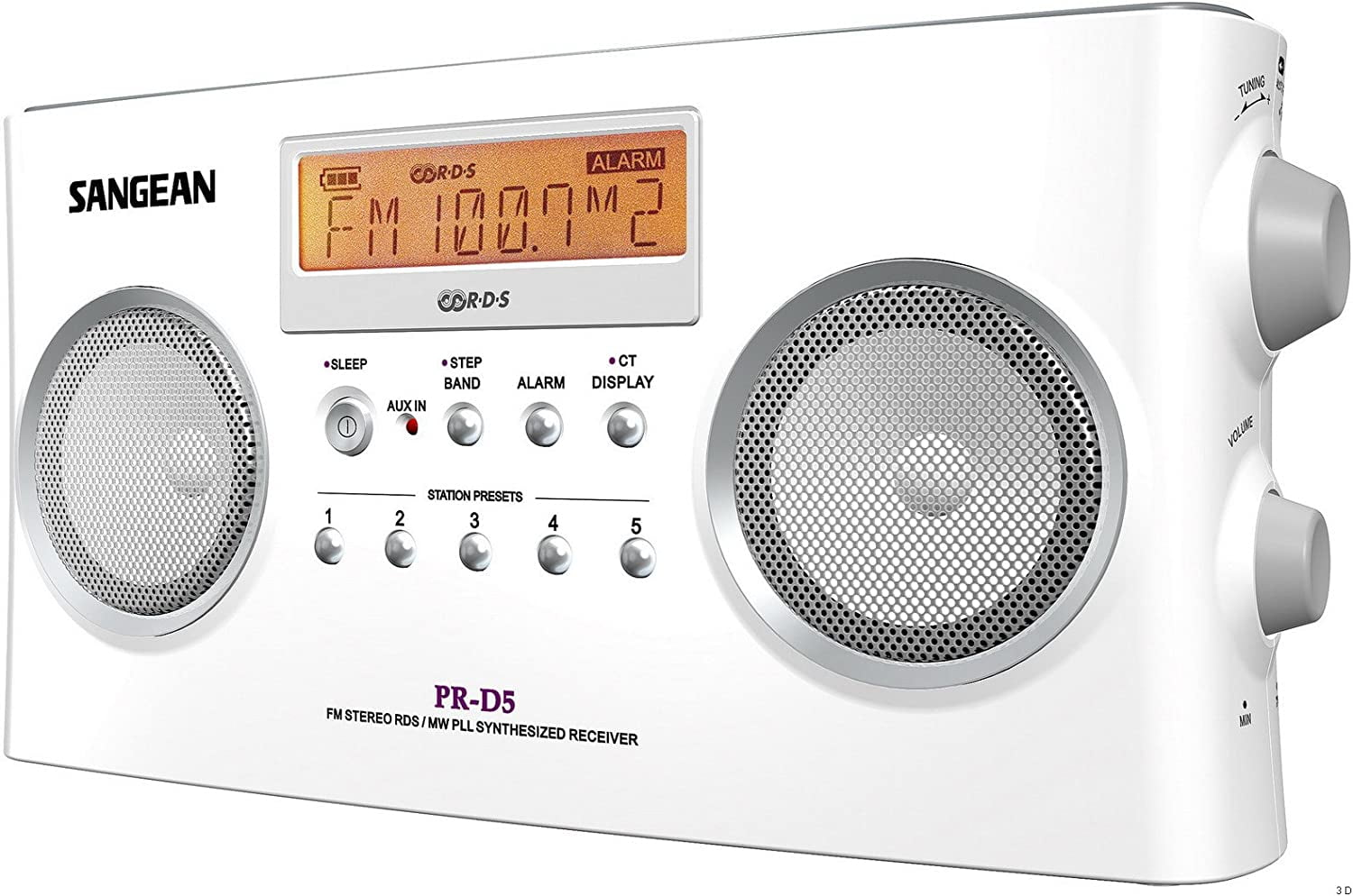 Sangean PR-D5 FM-Stereo/AM Portable Digital-Tuning Radio (White)