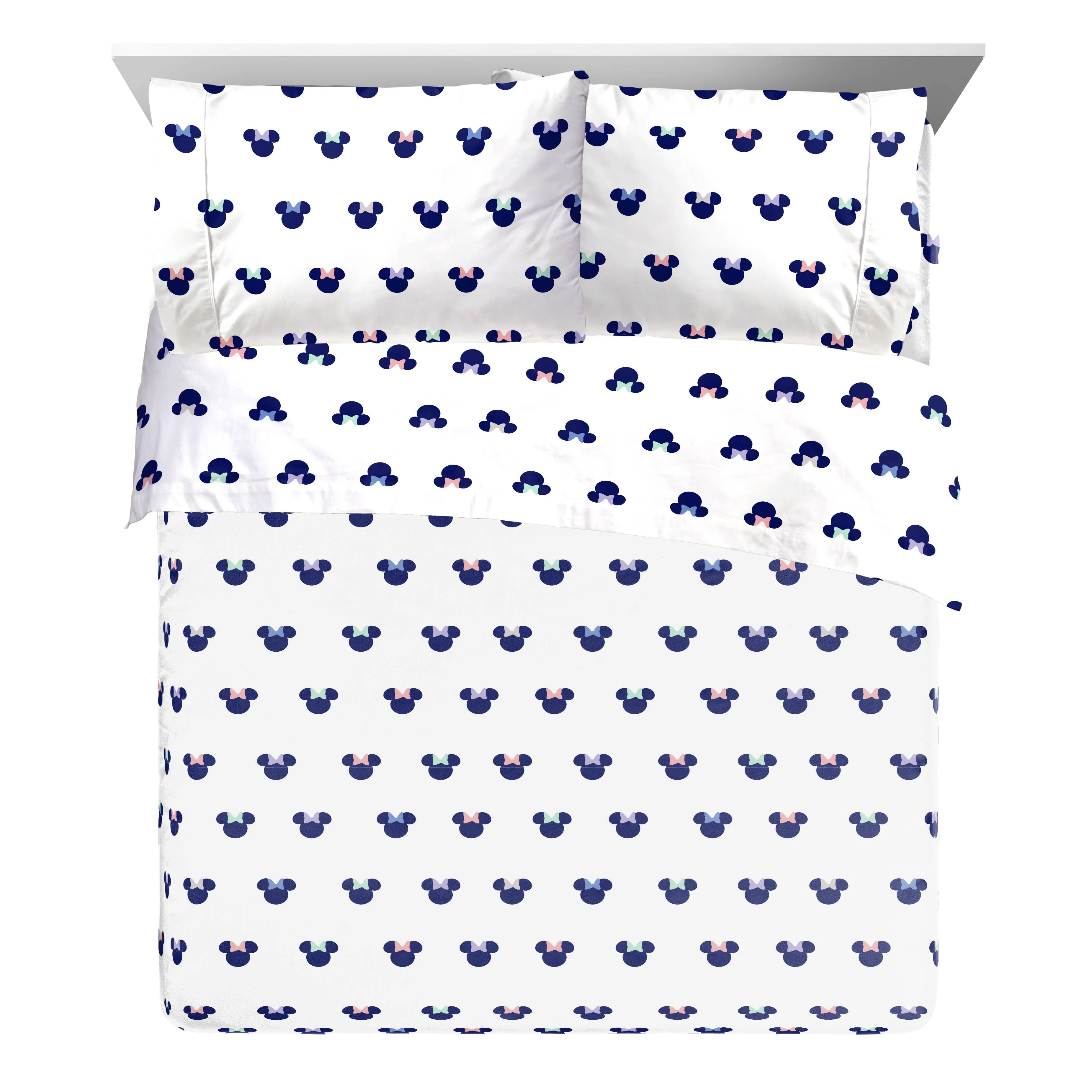 Saturday Park 3 Piece 200 Thread Count Disney Minnie Mouse Cotton Bed Sheet Set, Twin