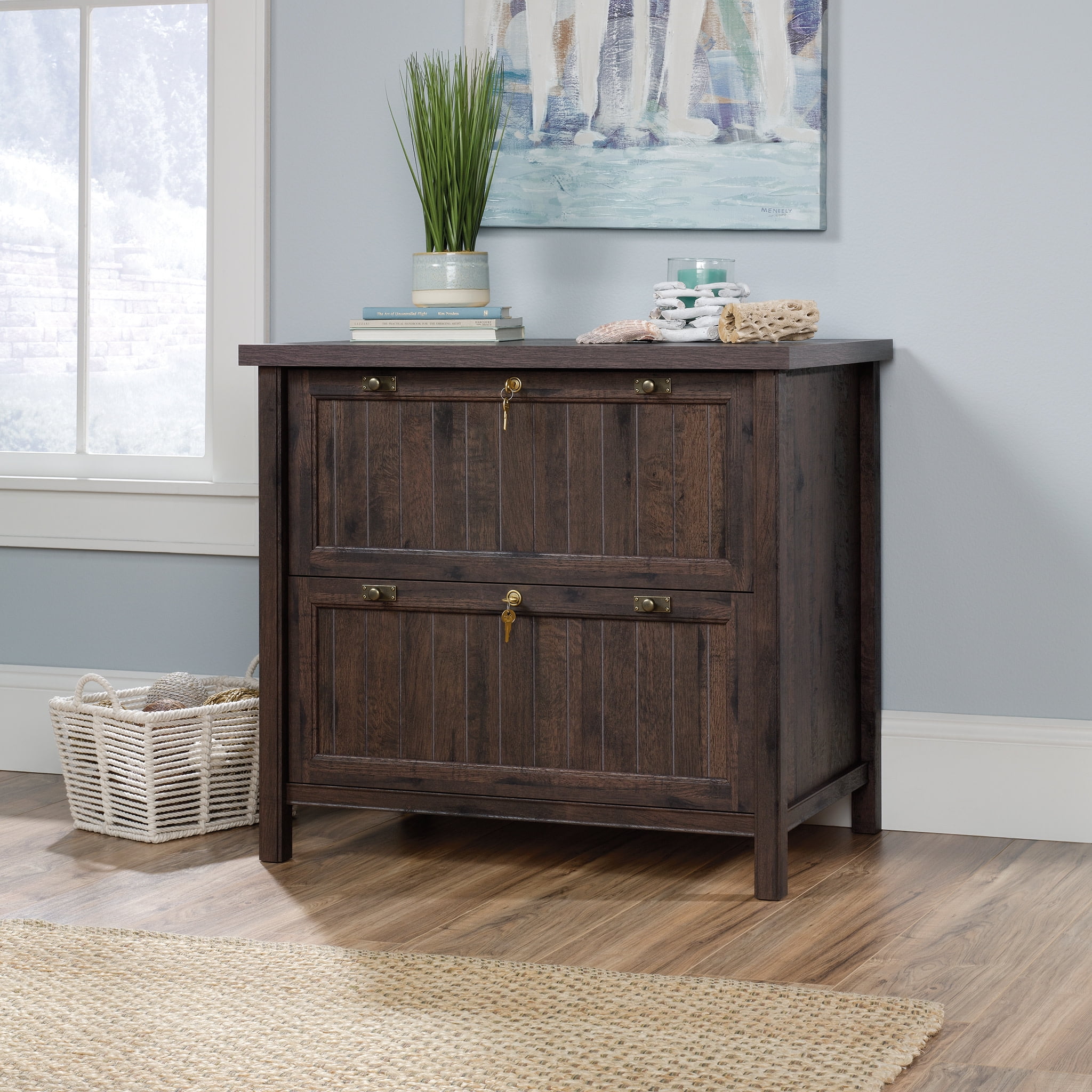 Sauder Costa 2-Drawer Lateral File Cabinet, Coffee Oak Finish