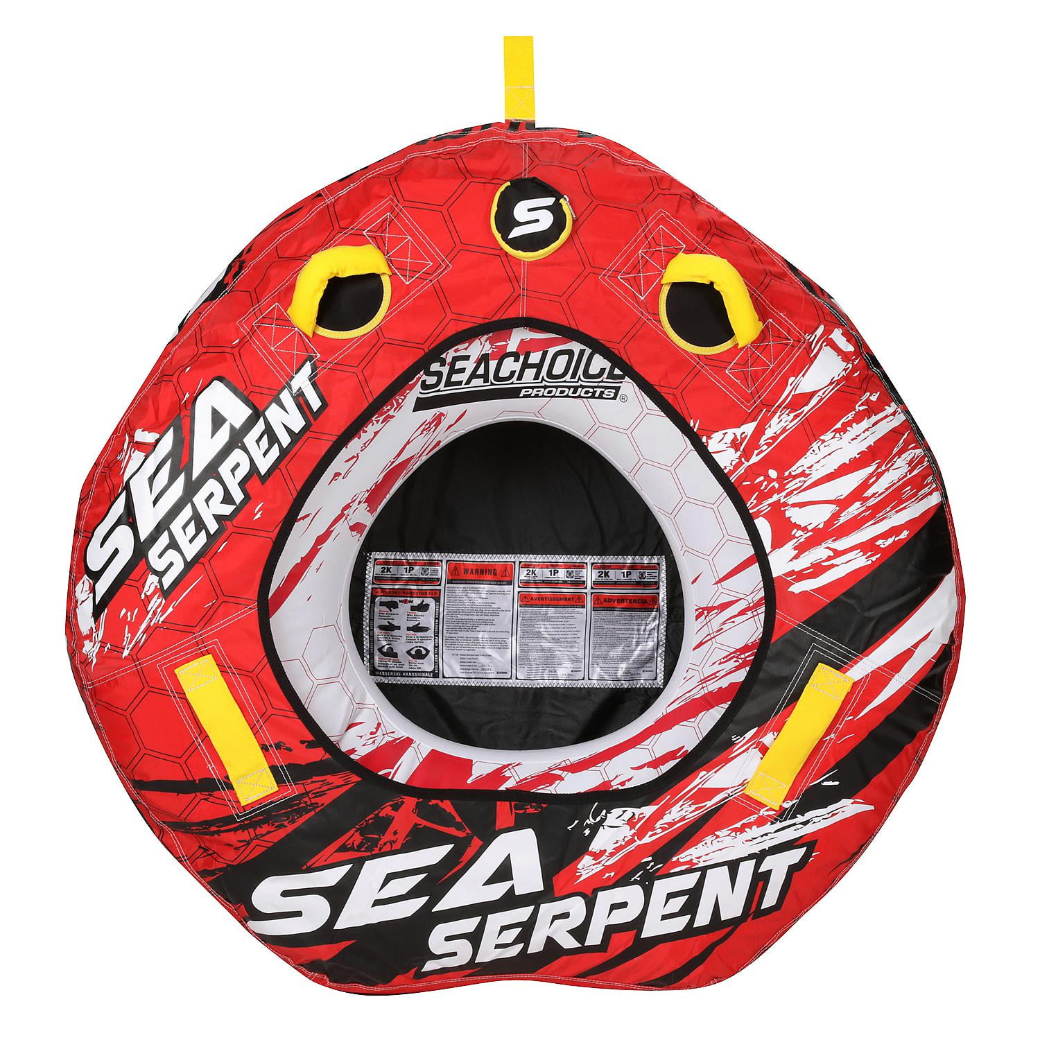 Seachoice Sea Serpent Towable Tube, Open Top Boat Tube w/ Reinforced Towing System, 1 Person, 50 In. X 48 In.