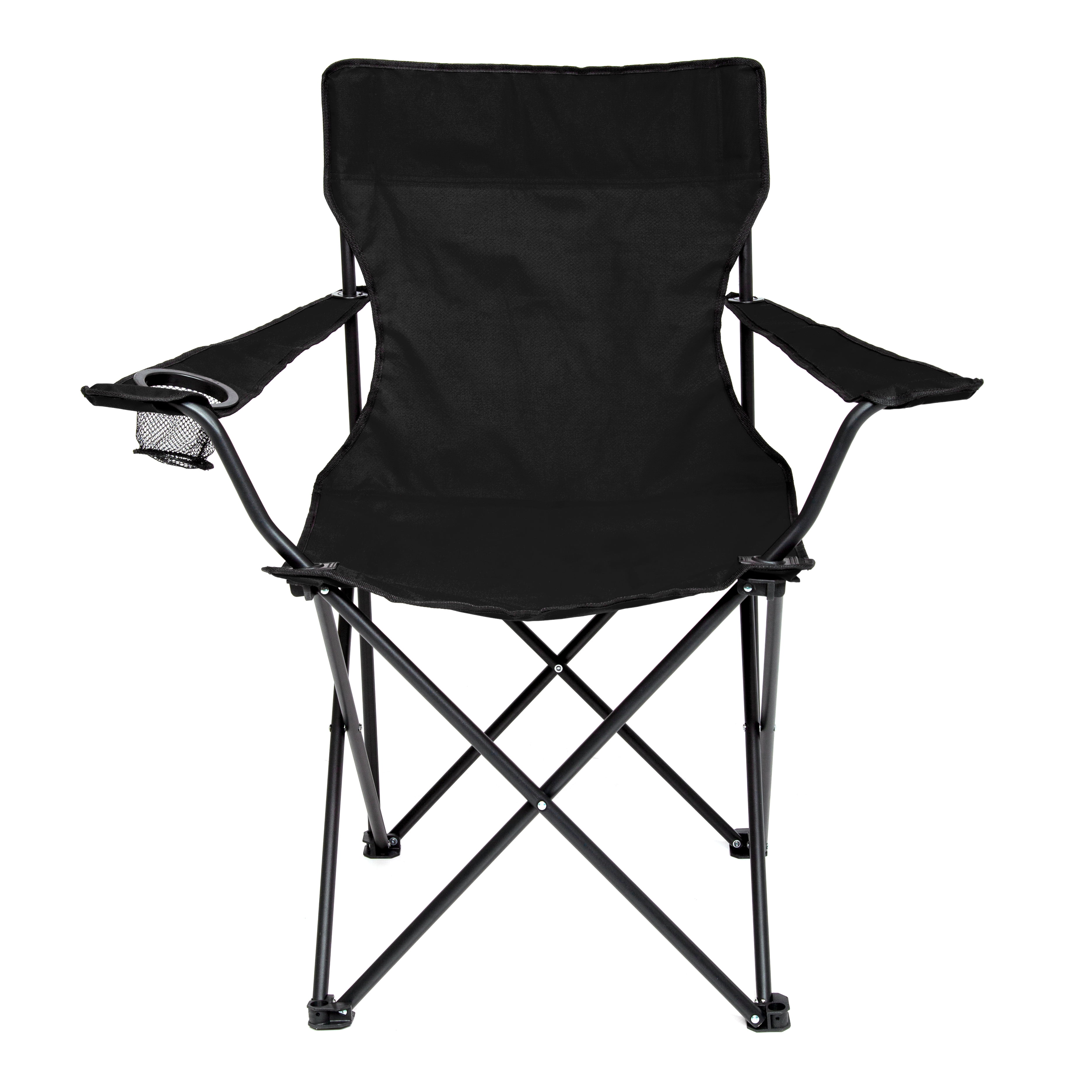 Seina Outdoor Portable Folding Chair with Armrests, Cup Holder and Carrying Bag, Black, Model# SBA-002, Adult