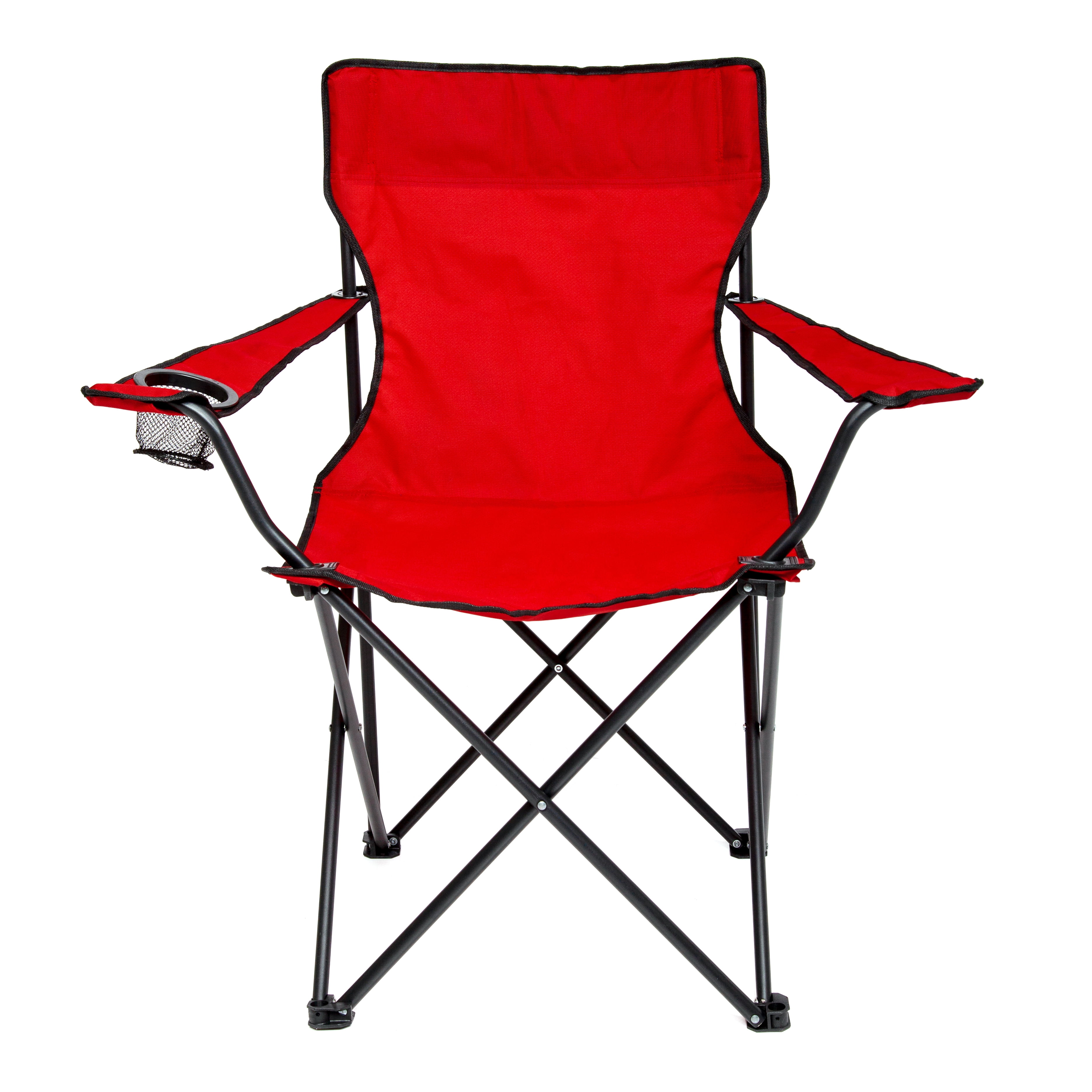 Seina Outdoor Portable Folding Chair with Armrests, Cup Holder and Carrying Bag, Red, Model# SBA-003, Adult