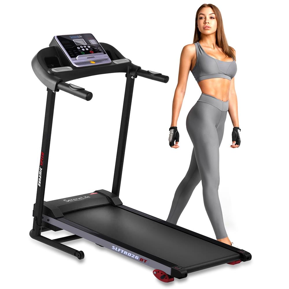 SereneLife Foldable Treadmill Home Fitness Equipment with LCD for Walking & Running. 12 mph