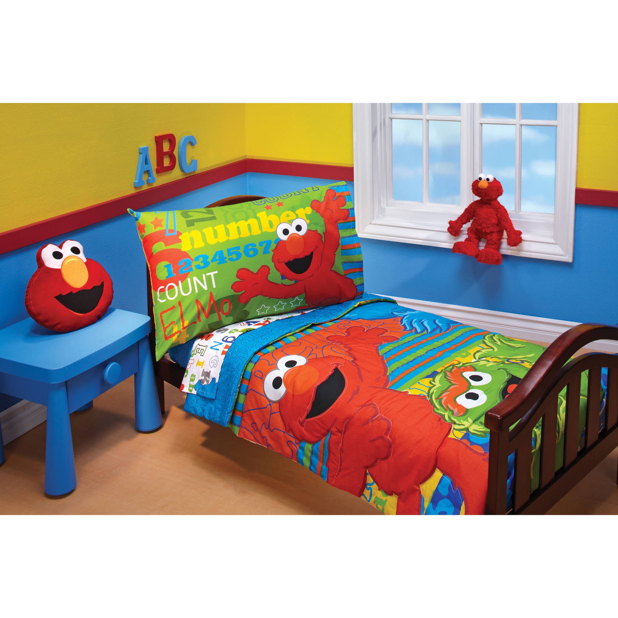 Sesame Street ABC 123 Toddler 4 Piece Bedding Set