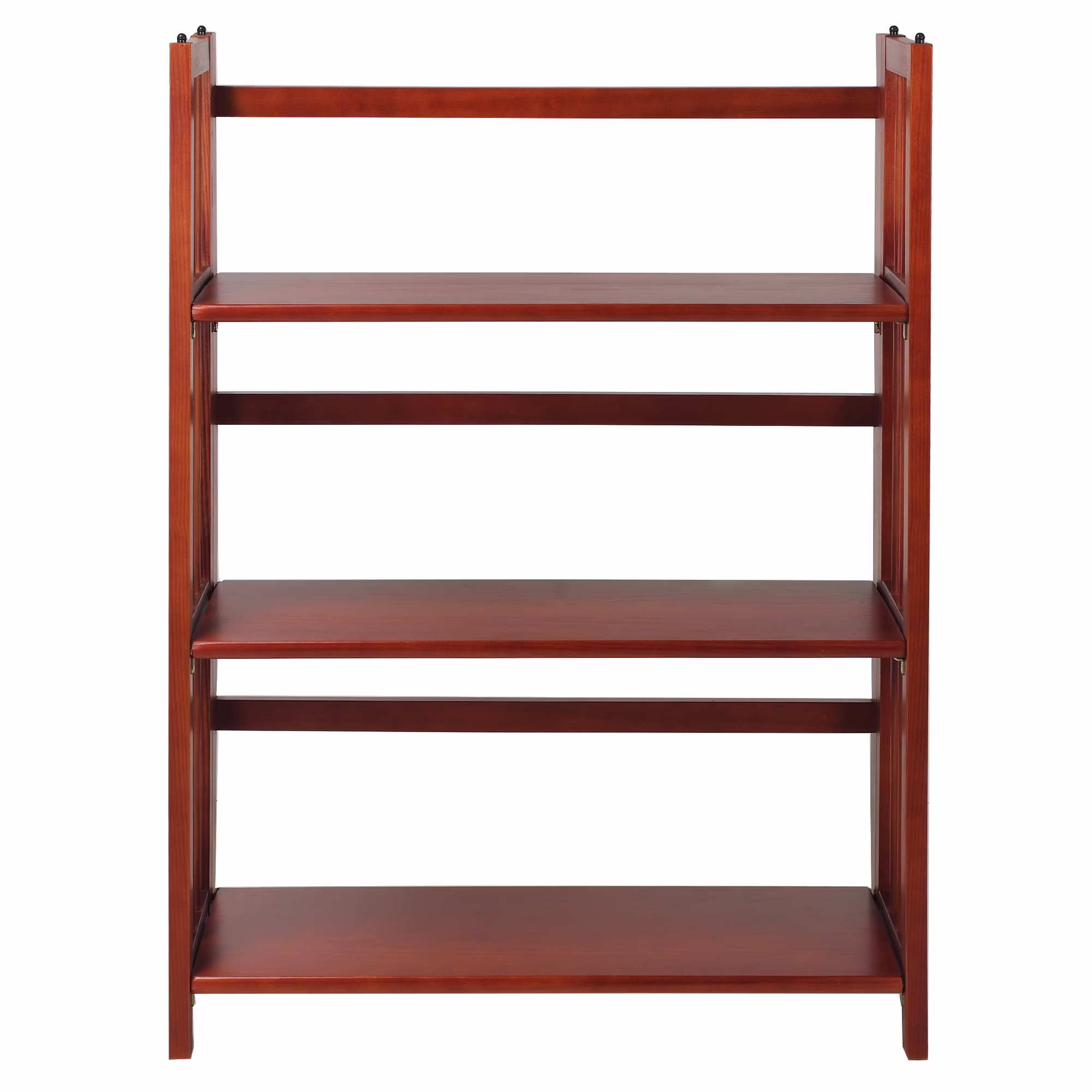 (Set of 2) 3-Shelf Folding Stackable Bookcase 27.5" Wide-Mahogany