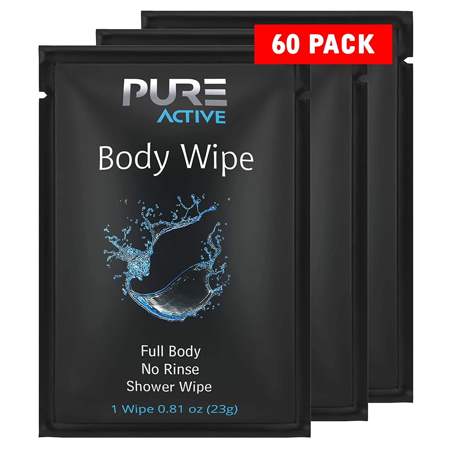 Shower Body Cleansing Wipes, 60 Individually Wrapped Personal Hygiene Body Wipes for Women and Men, Extra Large Extra Moist to Keep Clean After Gym Travel Camping Outd