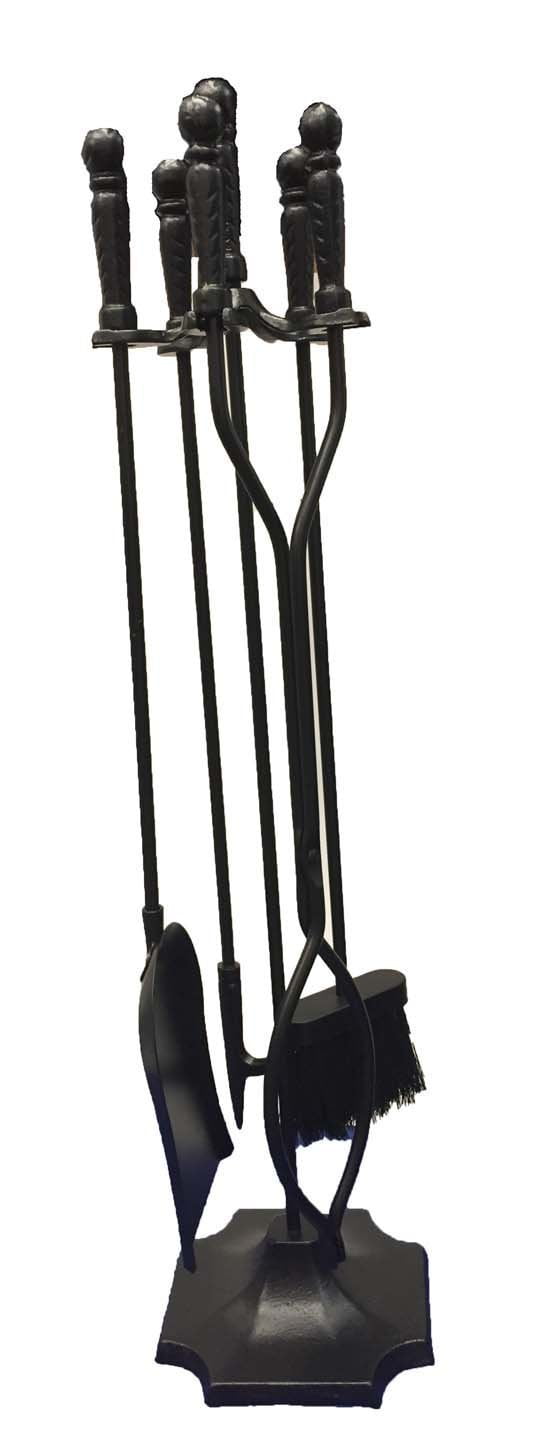 Shop4Omni Black Wrought Iron Fireplace Fire Pit Toolset - 5-piece Tool Set