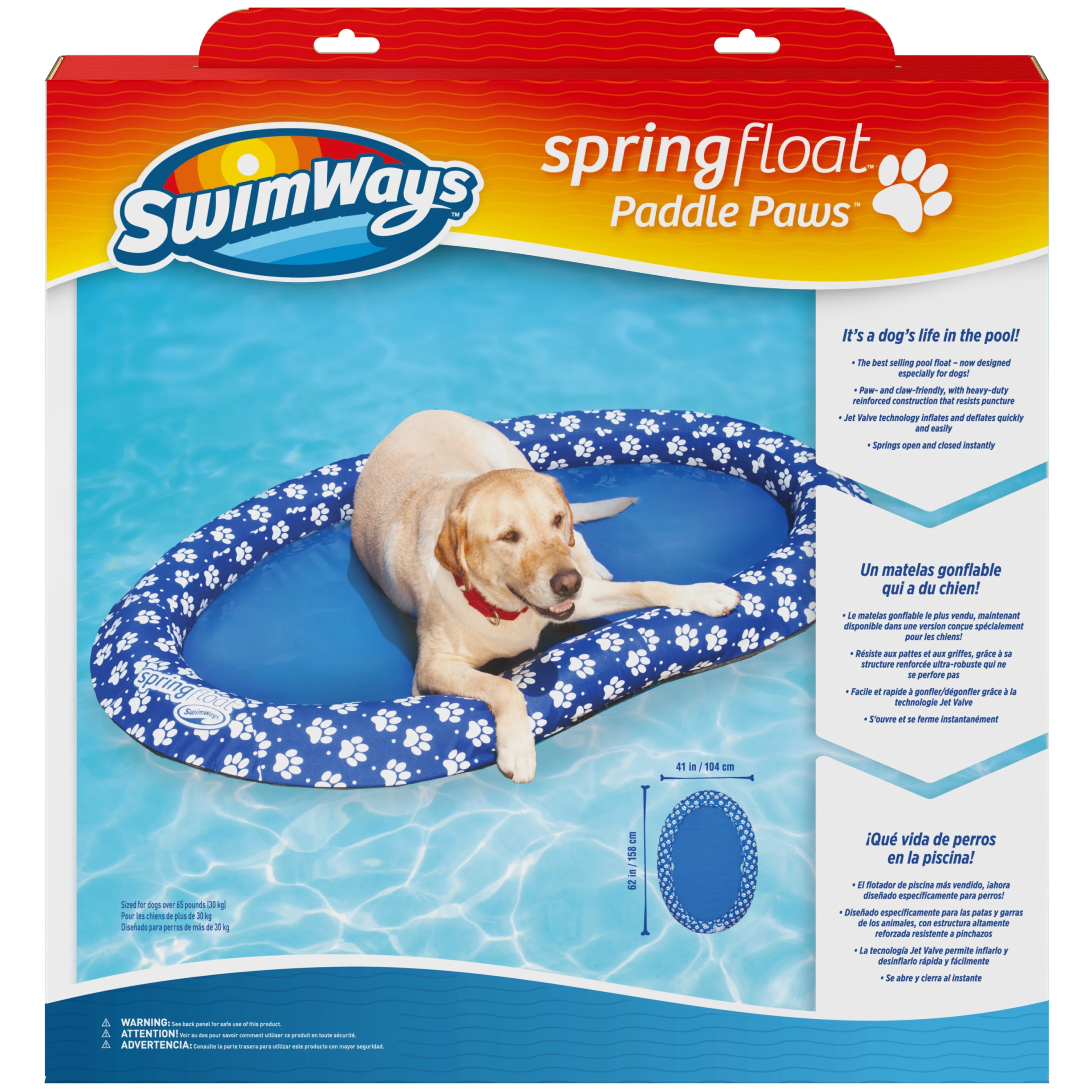 SwimWays Spring Float Paddle Paws Dog Pool Float - Large (65 lbs and Up)