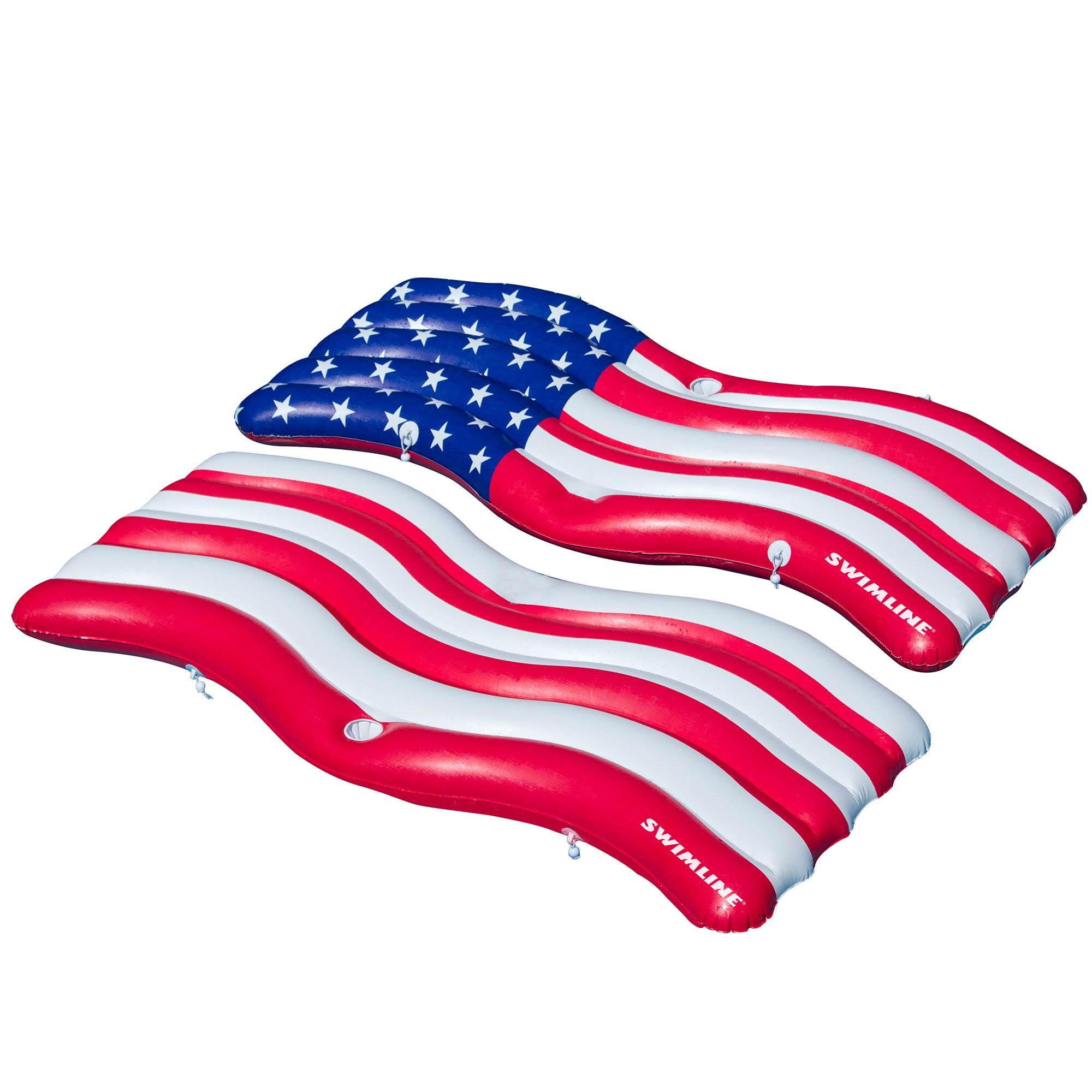 Swimline Vinyl Inflatable Americana Flag Lake ConnectorMat Pool Float, Multicolor