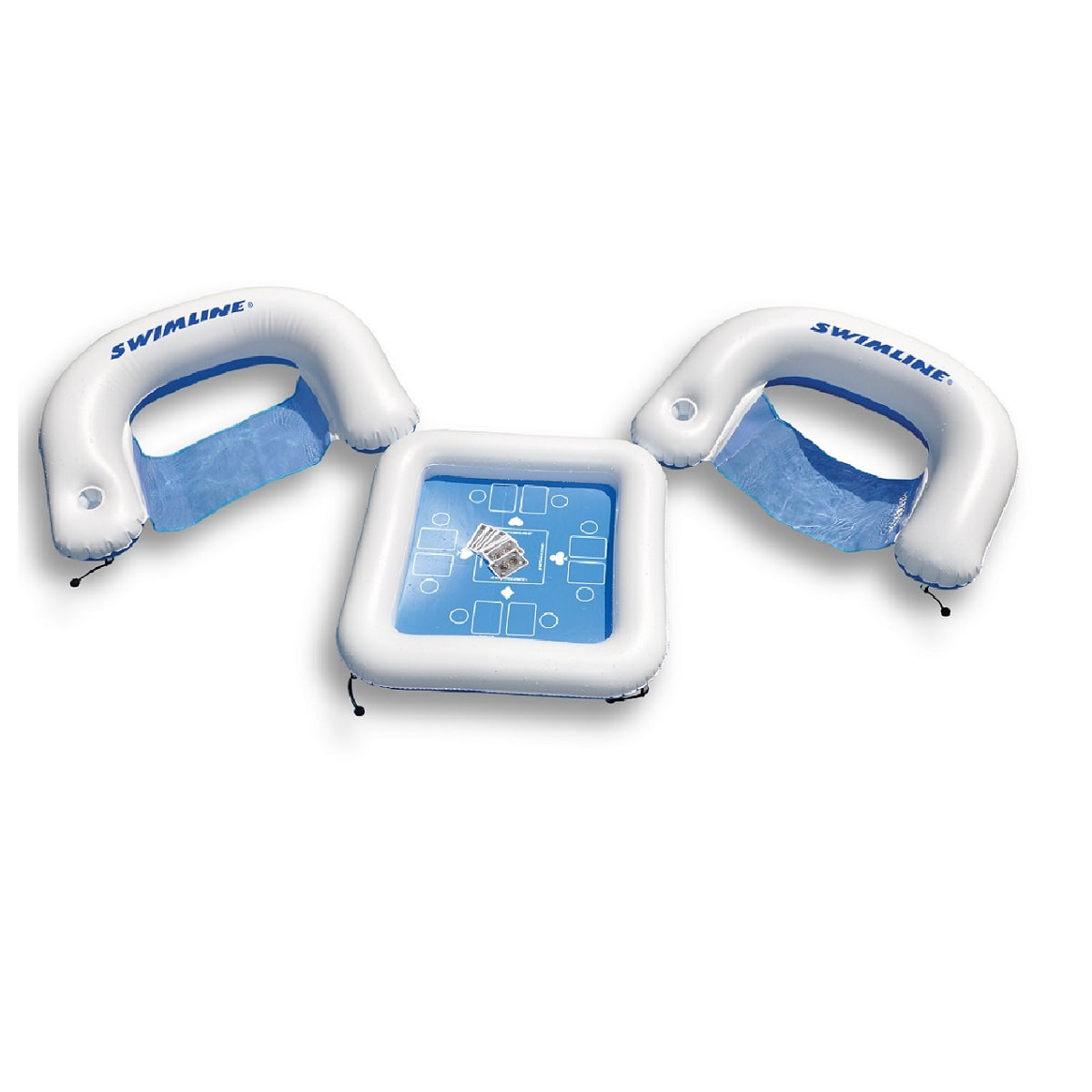 Swimline 33" Inflatable 3-Piece Poker Game Deck and Chairs with Waterproof Playing Cards -