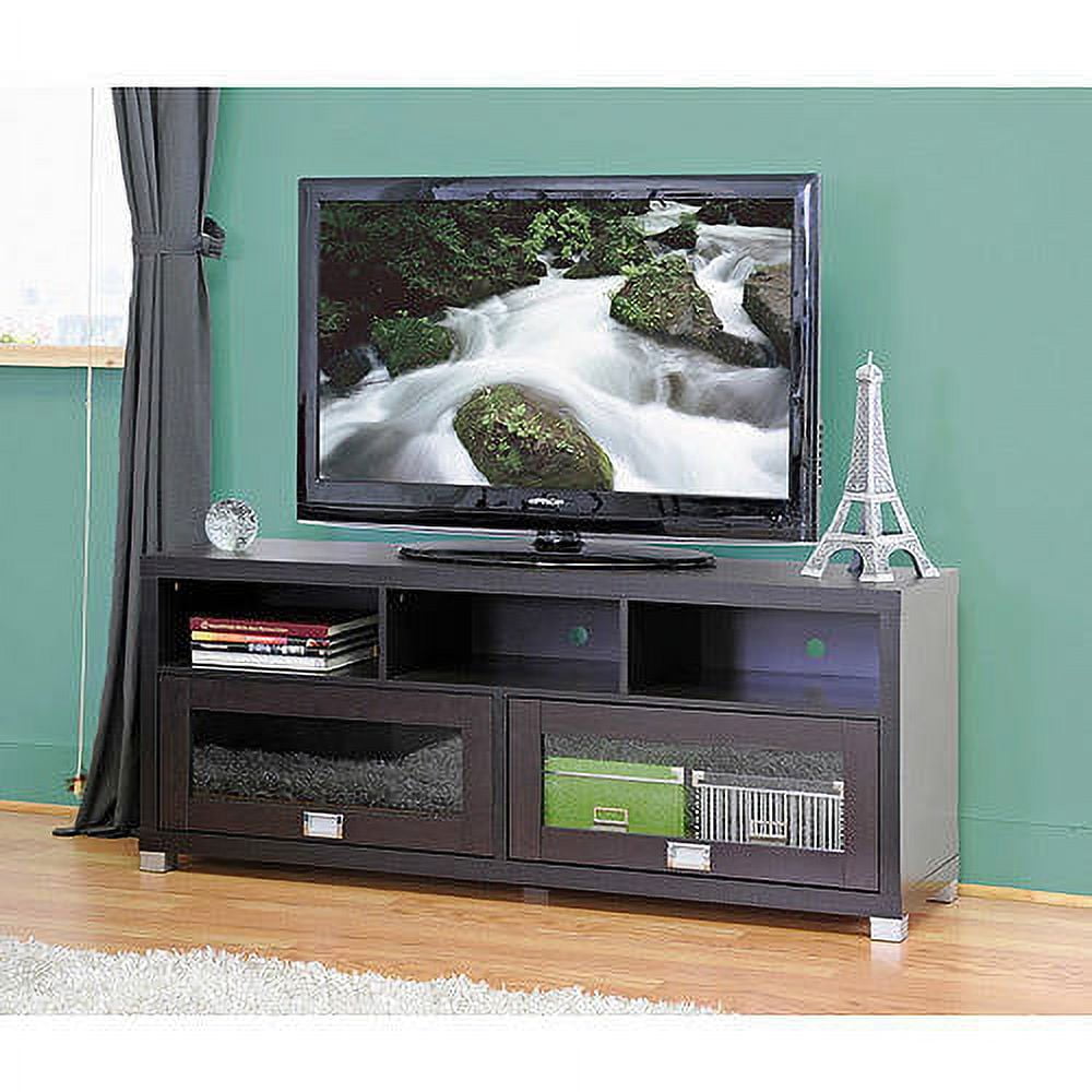Swindon Modern Dark Brown TV Stand with Glass Doors for TVs up to 60"
