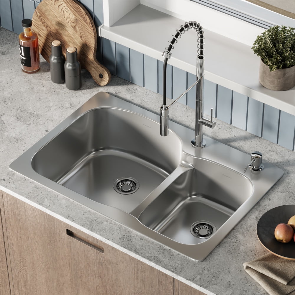 Swiss Madison Ouvert 33 x 22 Stainless Steel, Dual Basin, Top-Mount Kitchen Sink
