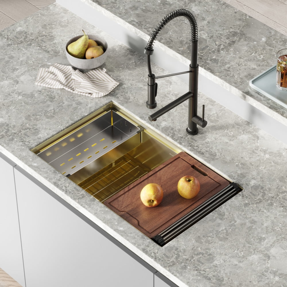 Swiss Madison Stainless Steel, Single Basin, Undermount Kitchen Workstation Sink in Gold