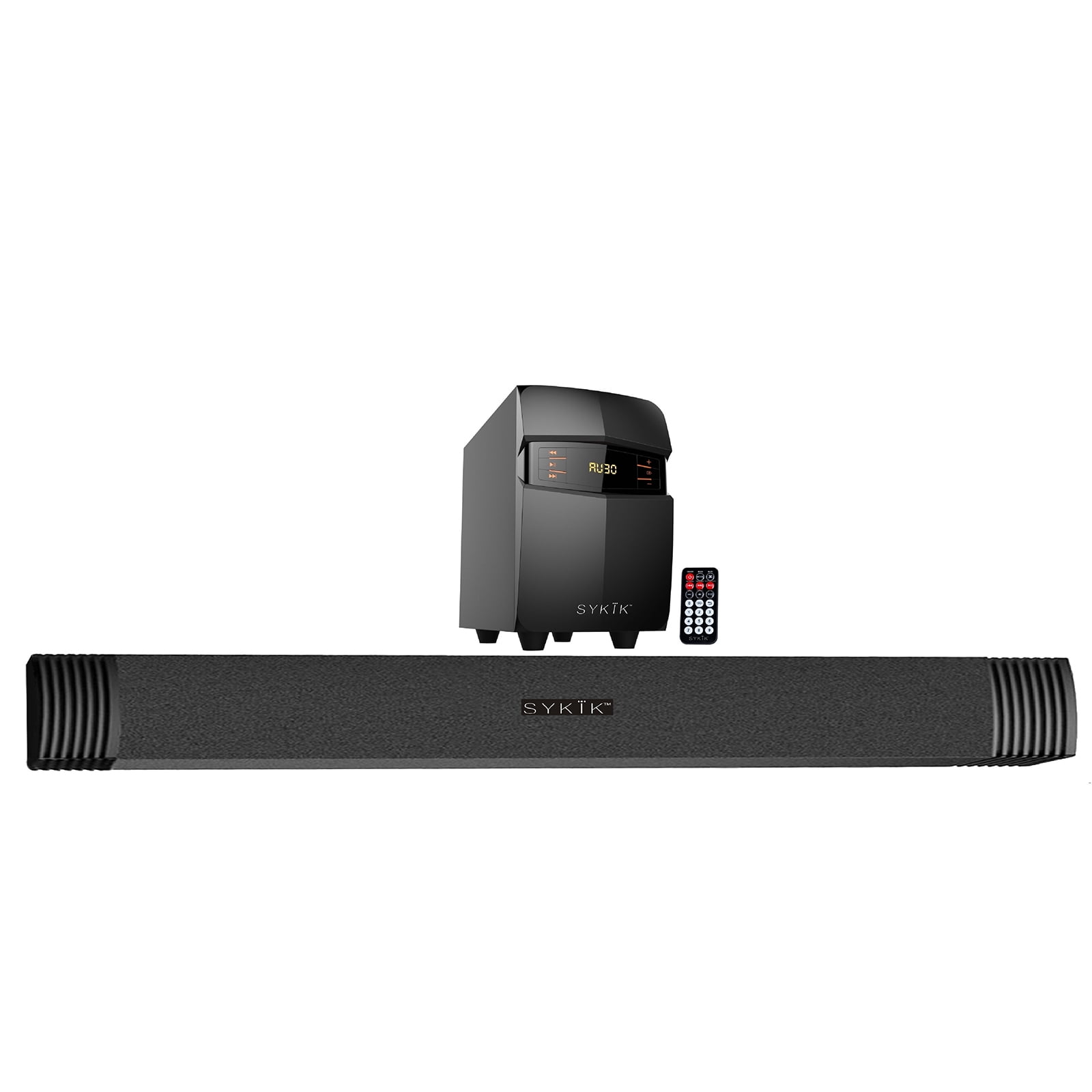 Sykik BT Sound Bar with Subwoofer, Remote, FM Radio, RCA Input, USB, SD Ports and Bass Control