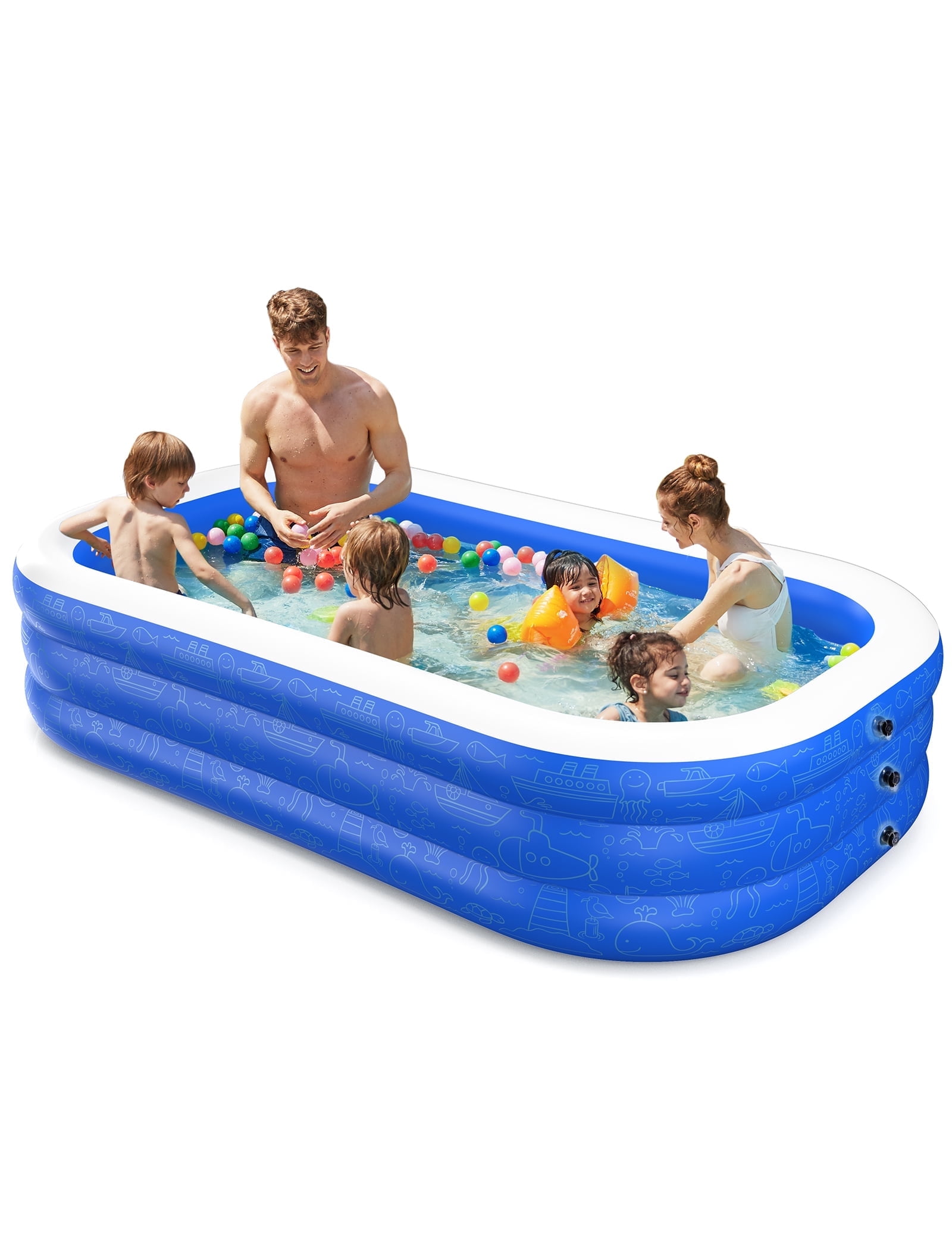 TaoTronics Inflatable Swimming Pools, 78'' x 72'' x 20'' Blow up Swimming Pools, Kiddie Pool Large Size Thickened Blow up Swimming Pools Play Center for Kids Children Family Outdoor Garden Backyard