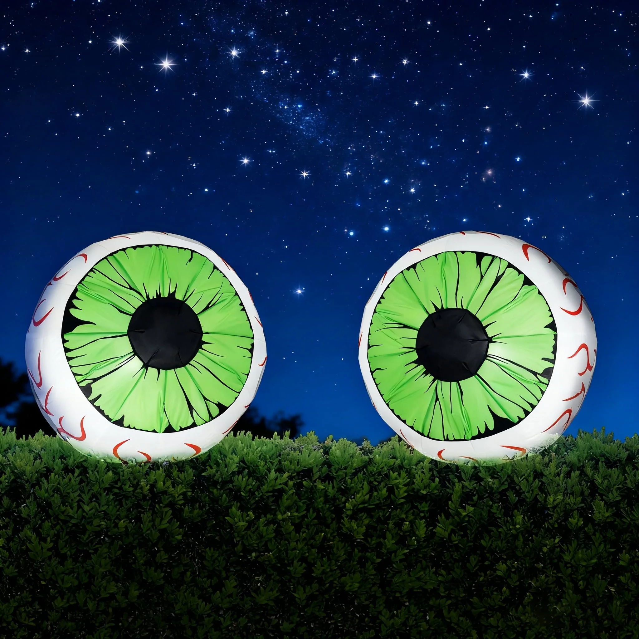 Joyfy 2 Pack Halloween Inflatable Eyes Decoration with Build-in LEDs,3 ft Blow Ups Green Eyes for Yard,Halloween Decor Outdoor with LEDs Party Supplies Blow up Decoration