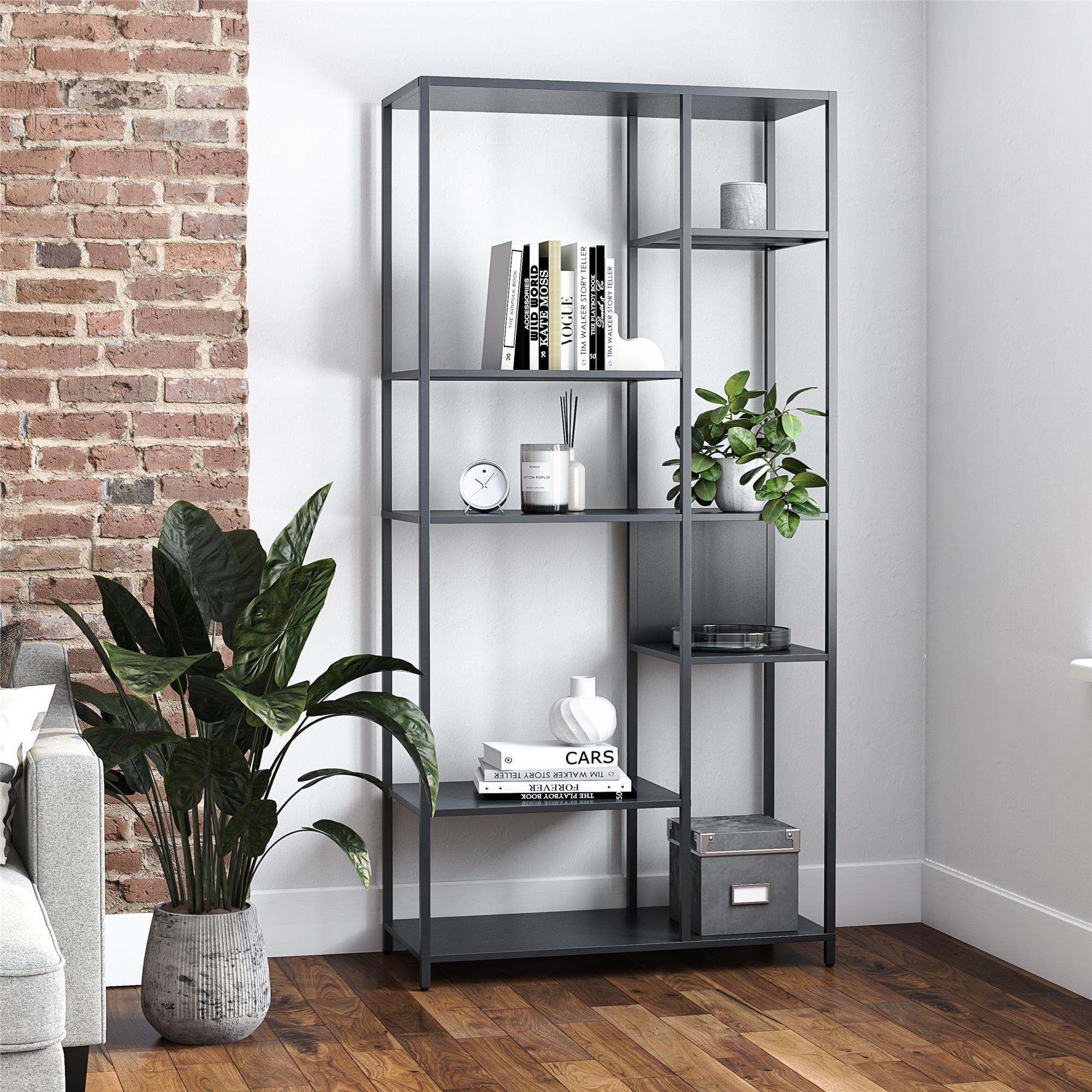 Systembuild Evolution Mission District Metal Bookcase Room Divider, Black