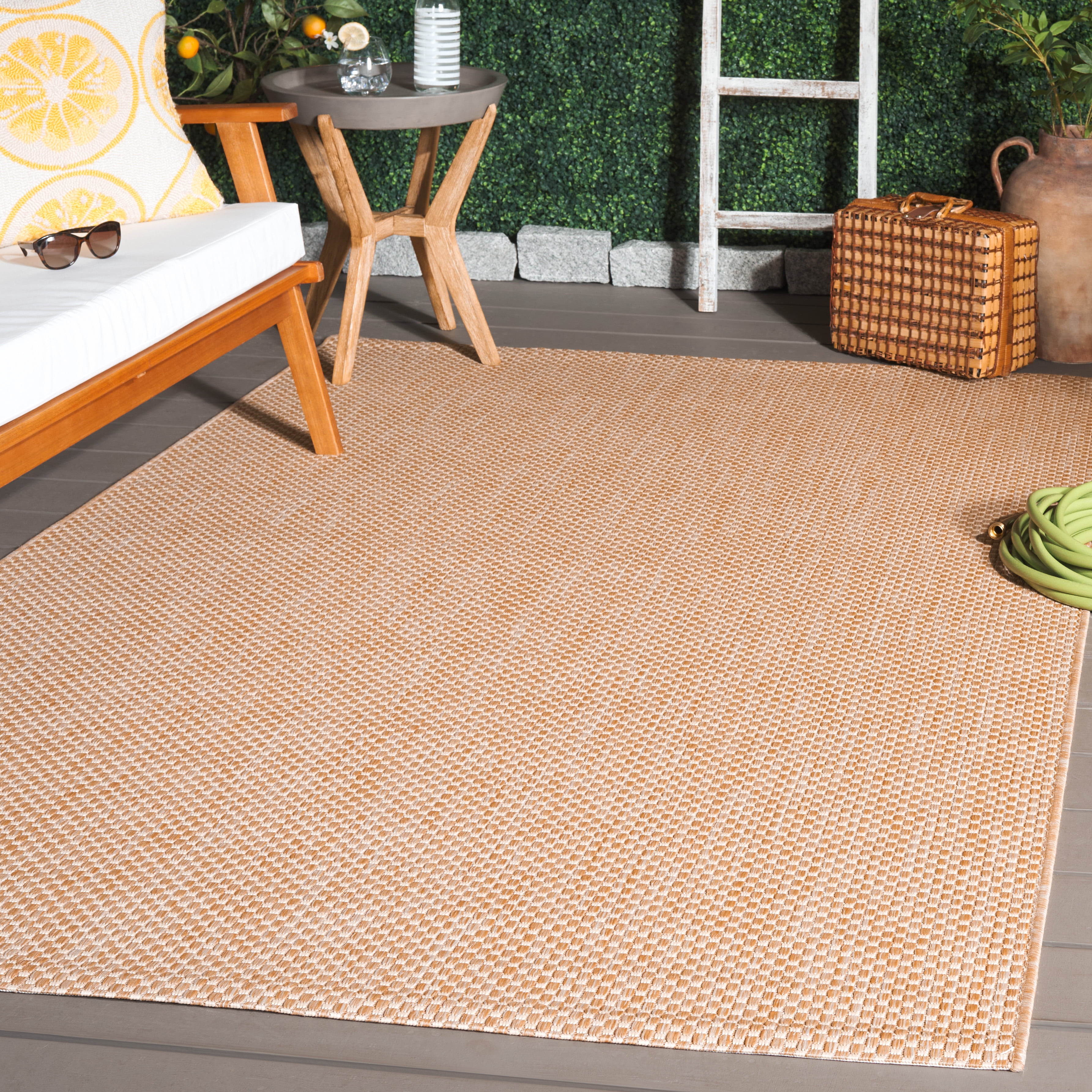 Safavieh Courtyard Finnian Solid Indoor/Outdoor Area Rug, Natural/Cream, 5'3" x 7'7"