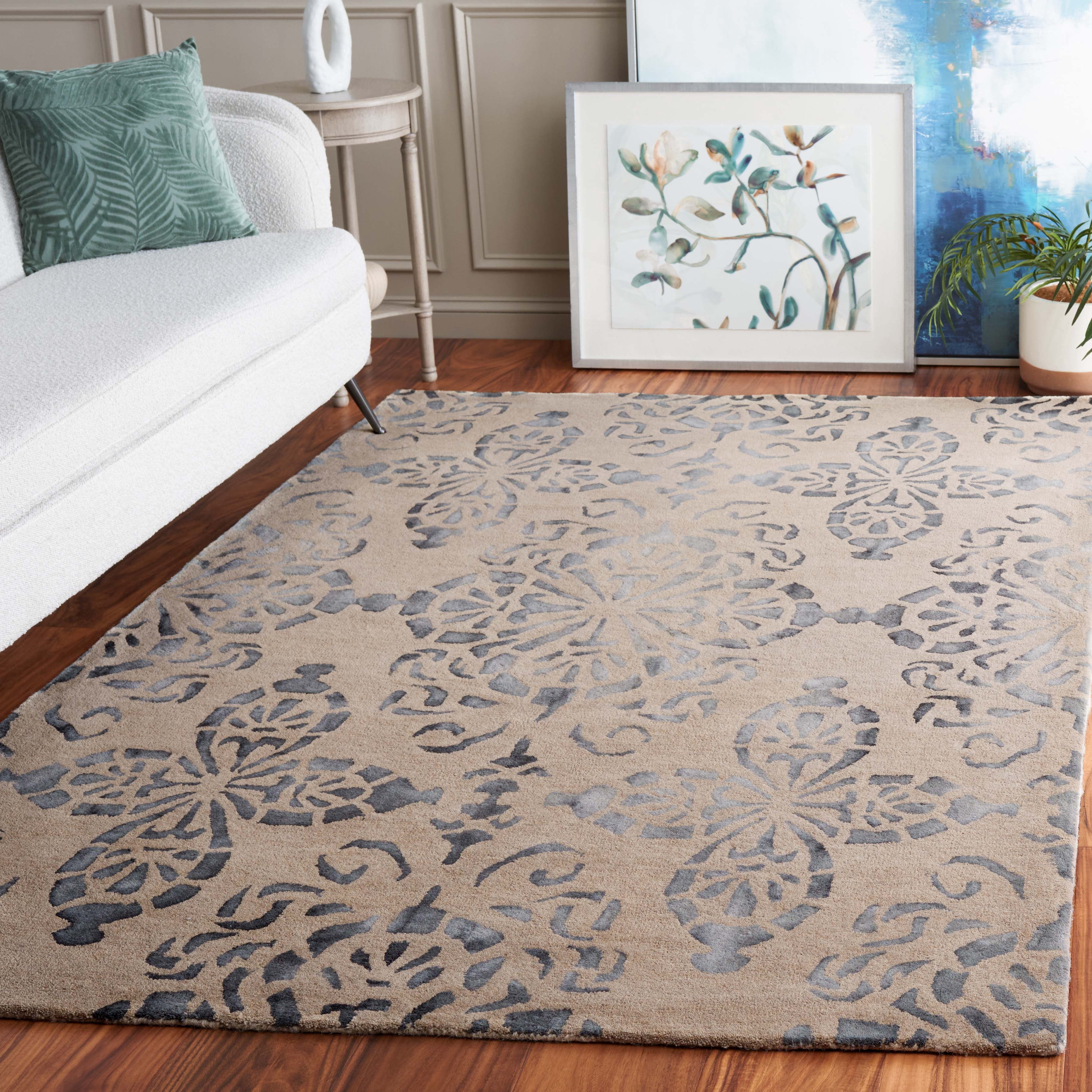 Safavieh Dip Dye Beaumont Distressed Wool Area Rug, Camel/Gray, 5' x 8'