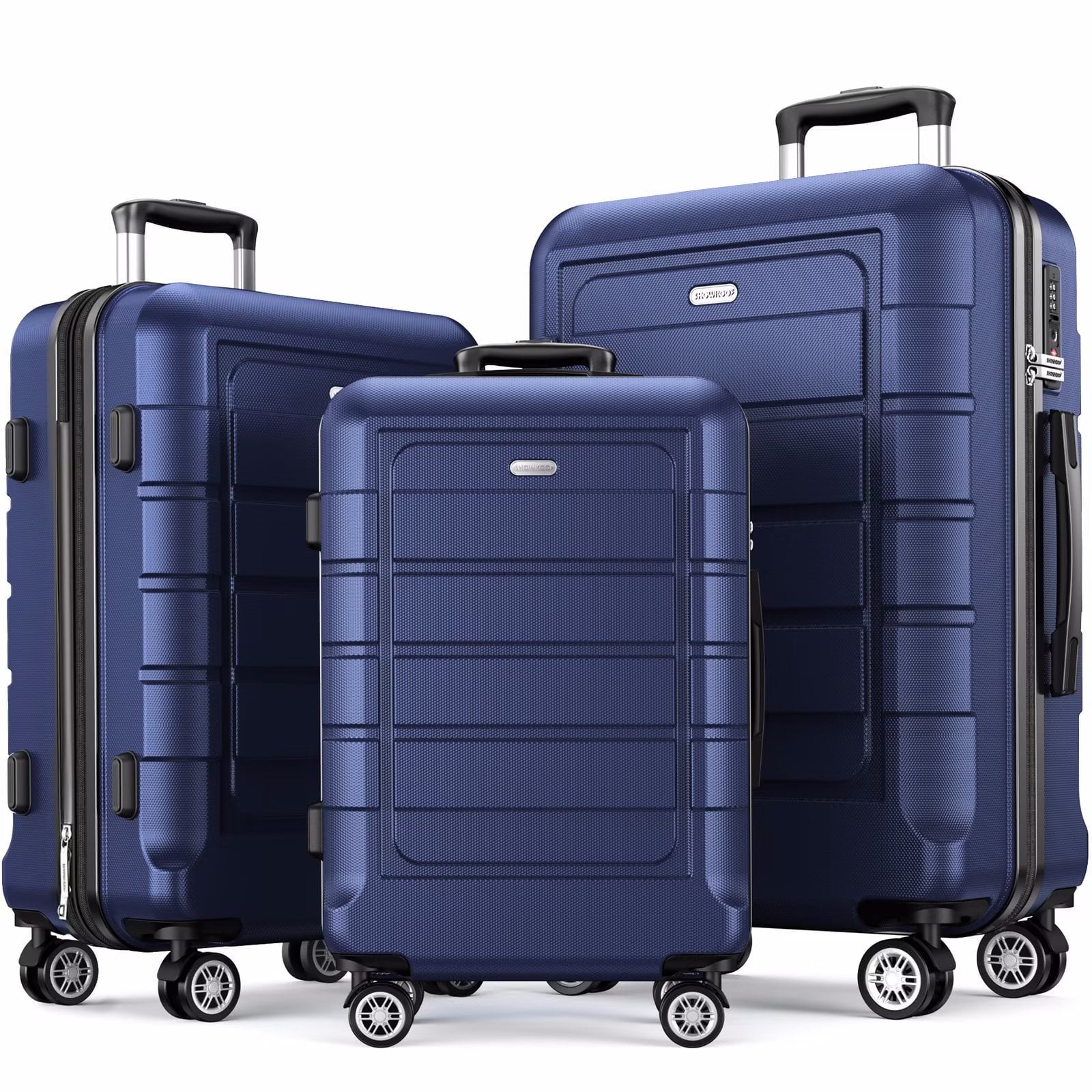 SHOWKOO Adult, Child, Teen 3-Piece Hardside Spinner Suitcase, Blue
