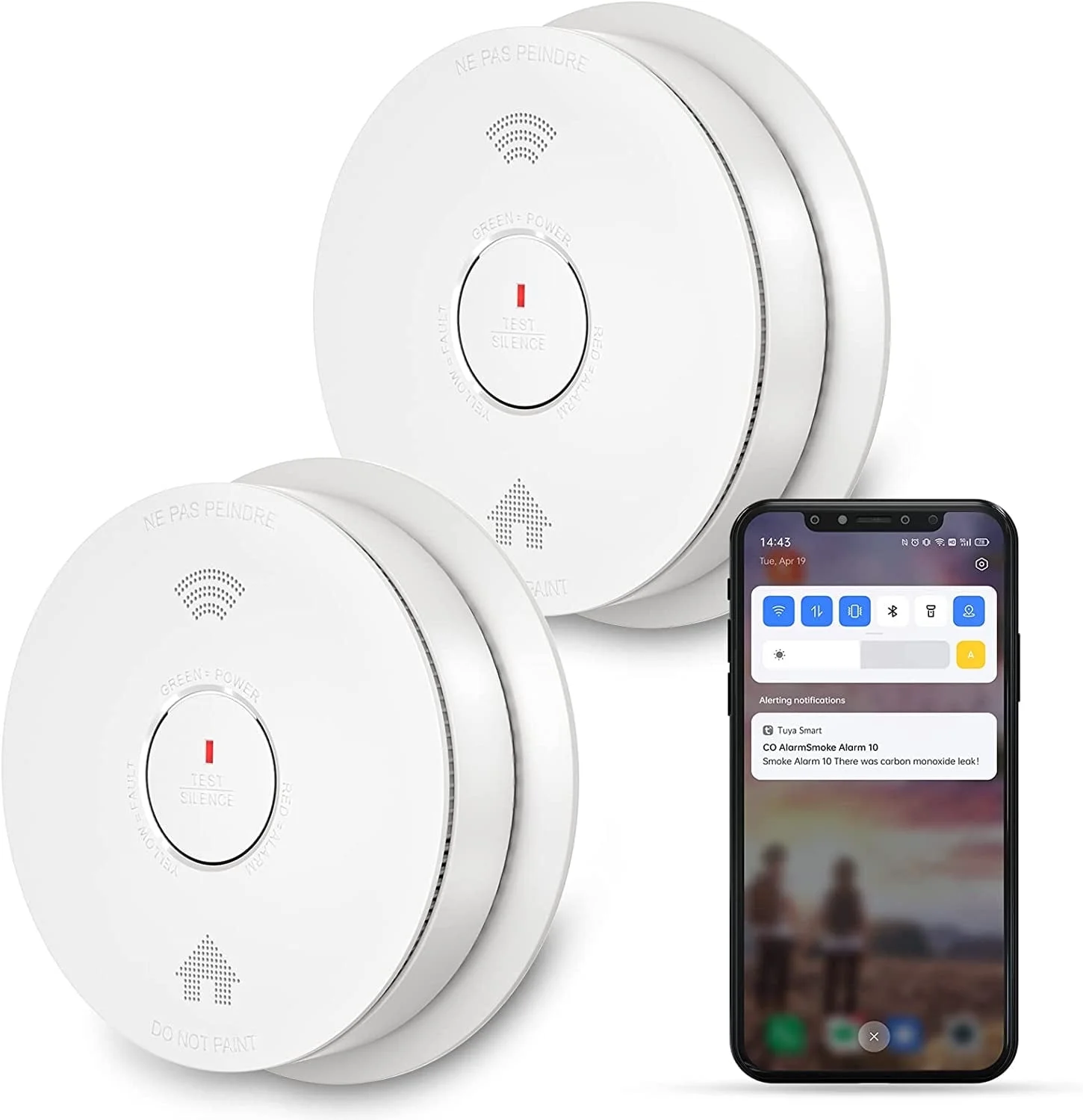 SITERWELL Smart Smoke and Carbon Monoxide Detector with Auto-Check, 2.4G WiFi,Combo Conforms to UL 217 & UL 2034 Standards, 2 Pack