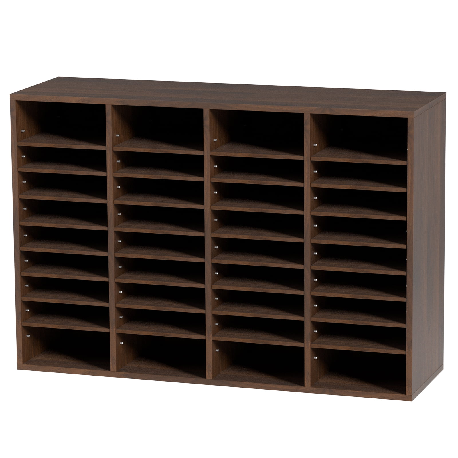 SKYSHALO Wood Adjustable Literature Organizer 36 Compartments File Sorter Brown