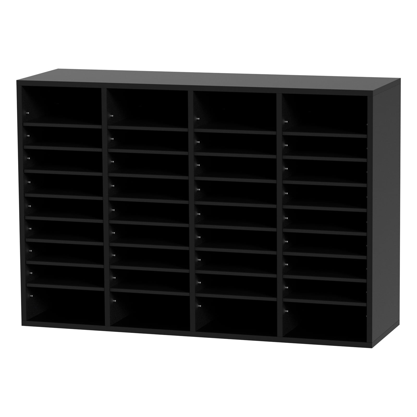 KFFKFF Wooden Document Storage Box Adjustable File Sorter 36 Compartments Black