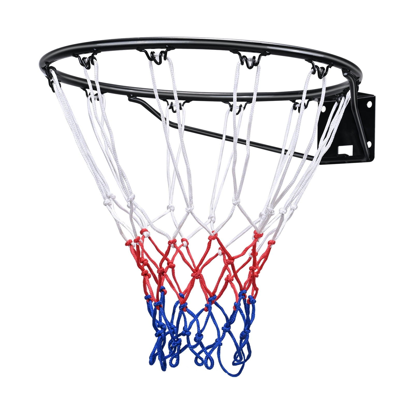 KFFKFF Basketball Goal, Attachable to Wall or Door, Robust Q235 Basketball Flex Rim Substitute with Net, Conventional 18" Indoor and Outdoor Suspended Basketball Hoop for Children and Adults