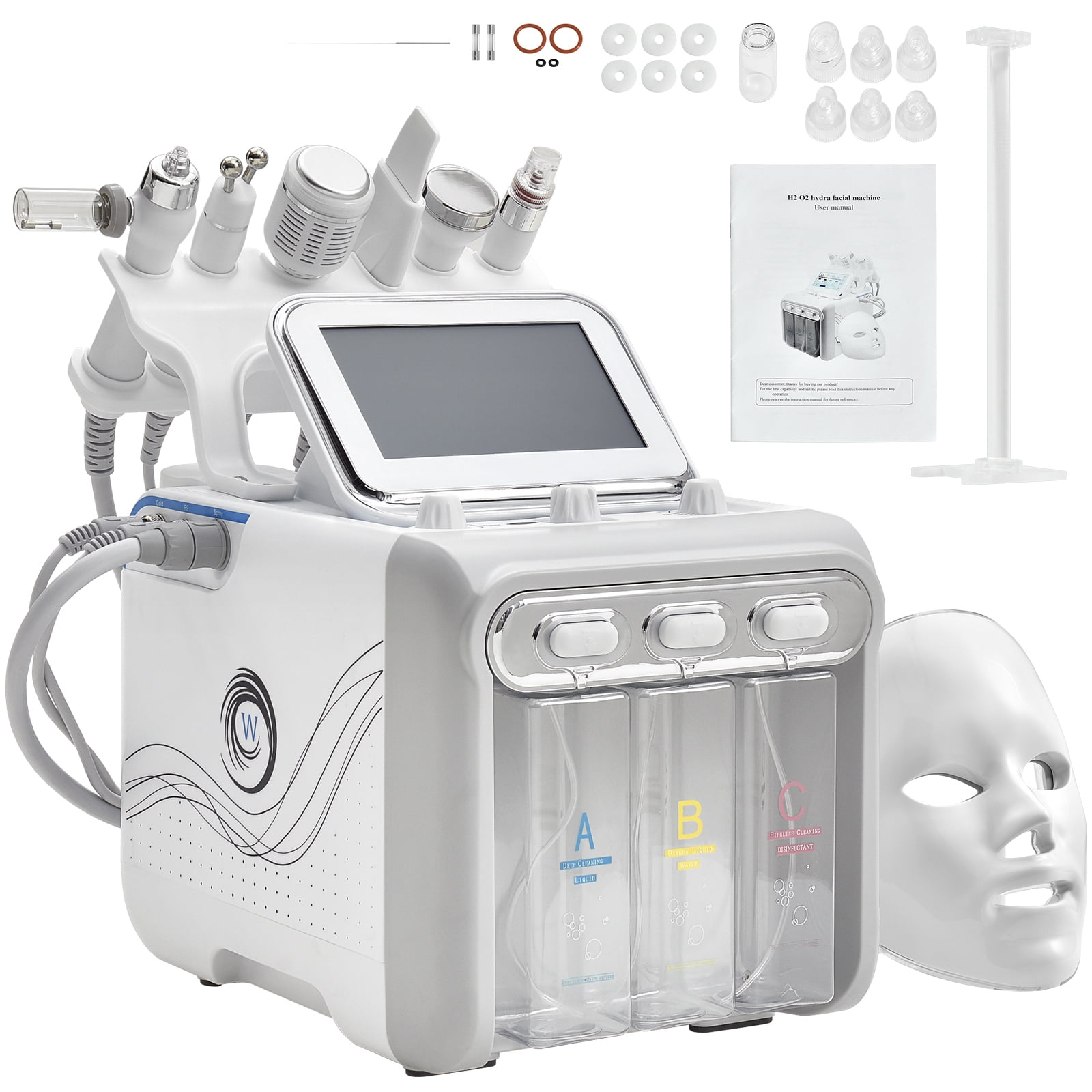 SKYSHALO Hydrogen Oxygen Facial Machine, 8 in 1 Newly Upgraded Face Care Machine, Face Skin Spa Machine Facial Moisturizing Pores Cleansing Machine Suitable for Home and Beauty Salon