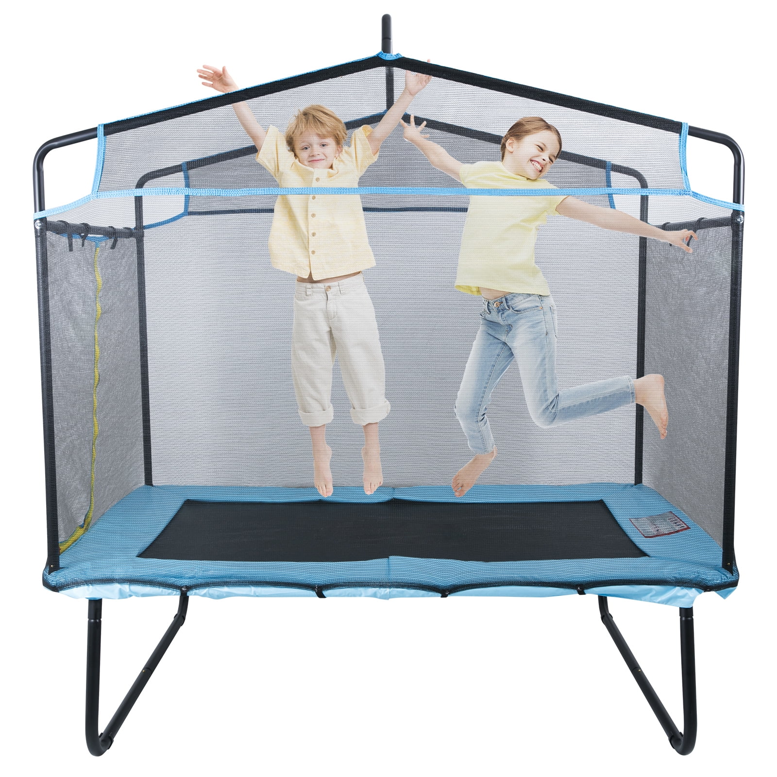 SKYSHALO Kids Trampoline with Enclosure Net and Gymnastics Bar, 6 ft