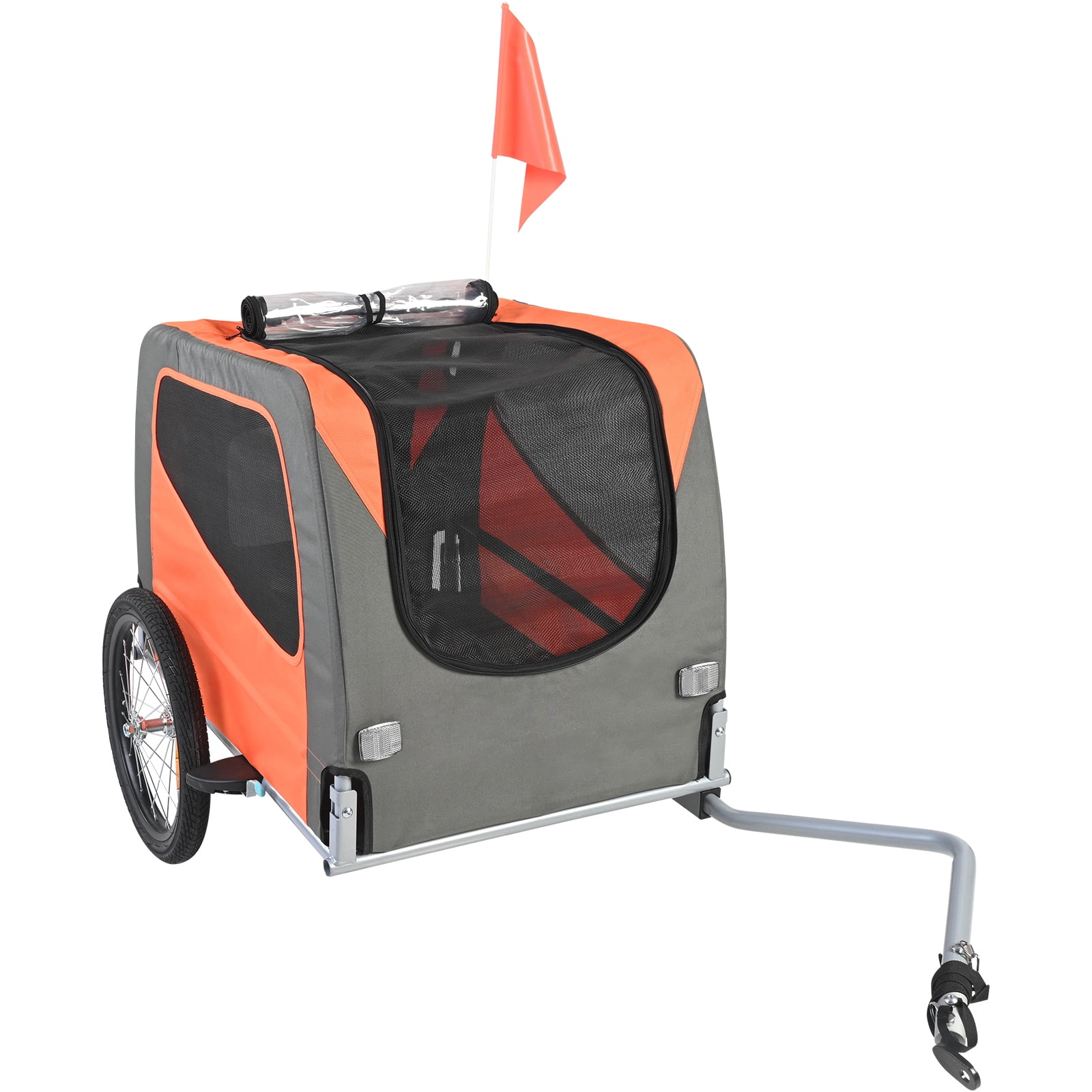 KFFKFF Pet Bicycle Trailer for Dogs and Cats Water-Resistant Steel, Gray Orange
