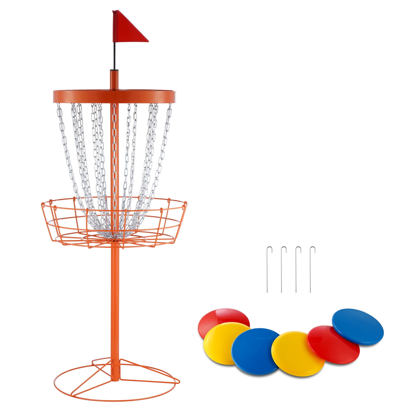KFFKFF 24-Chains Disc Golf Basket Portable Disc Golf Catcher Orange Hole Practice