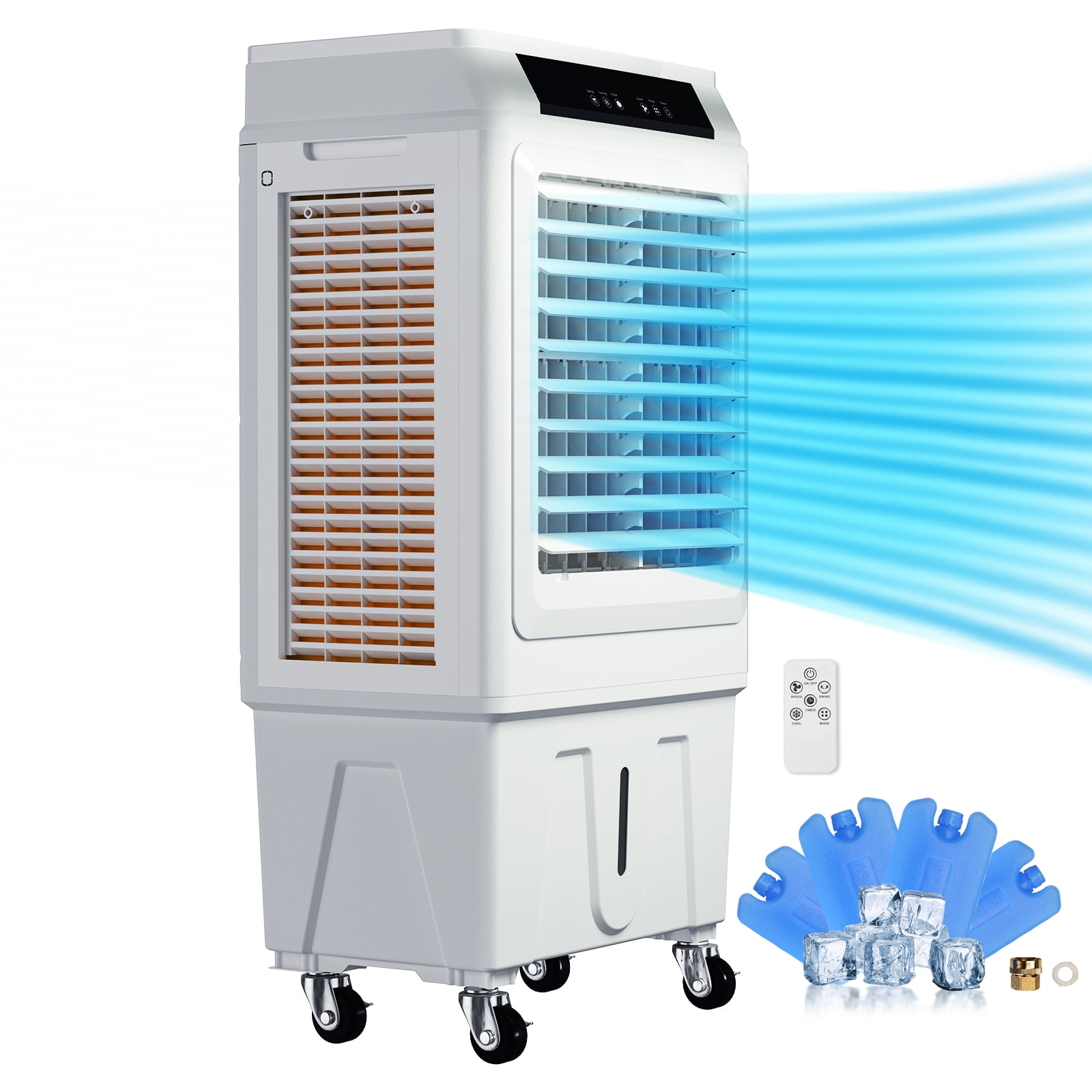 SKYSHALO 3100 CFM Battery Evaporative Air Cooler for 950 sq ft, White