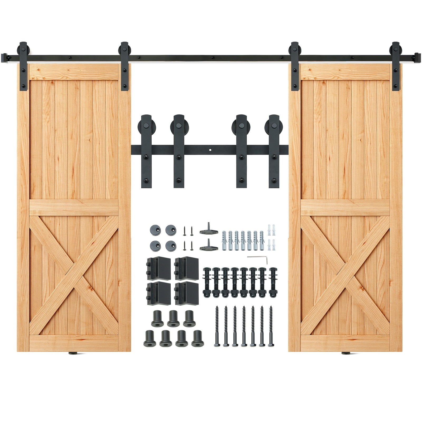 SKYSHALO 8 ft Hanger Sliding Barn Door Hardware Closet Track Kit 10 Pieces