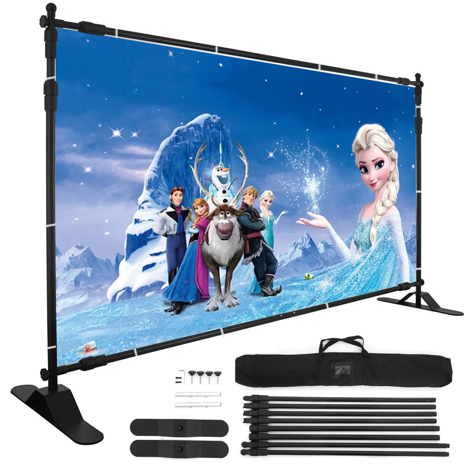 KFFKFF 8 x 8 ft - 10 x 8 ft Backdrop Banner Stand Newest Step and Repeat for Trade Show Wall Exhibitor Photo Booth Background Adjustable Telescopic Height and Width