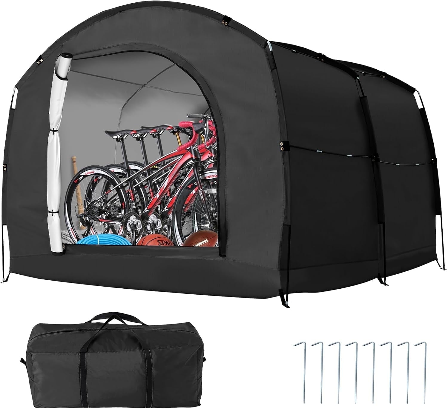SLSY XXXL Bike Storage Tent for 8-10 Bikes, 94.5''L X 87''W X 71''H Waterproof Heavy Duty Bike Cover w/ Bag, Portable Shed Cover for Bikes, Lawn Mower, Garden Tools