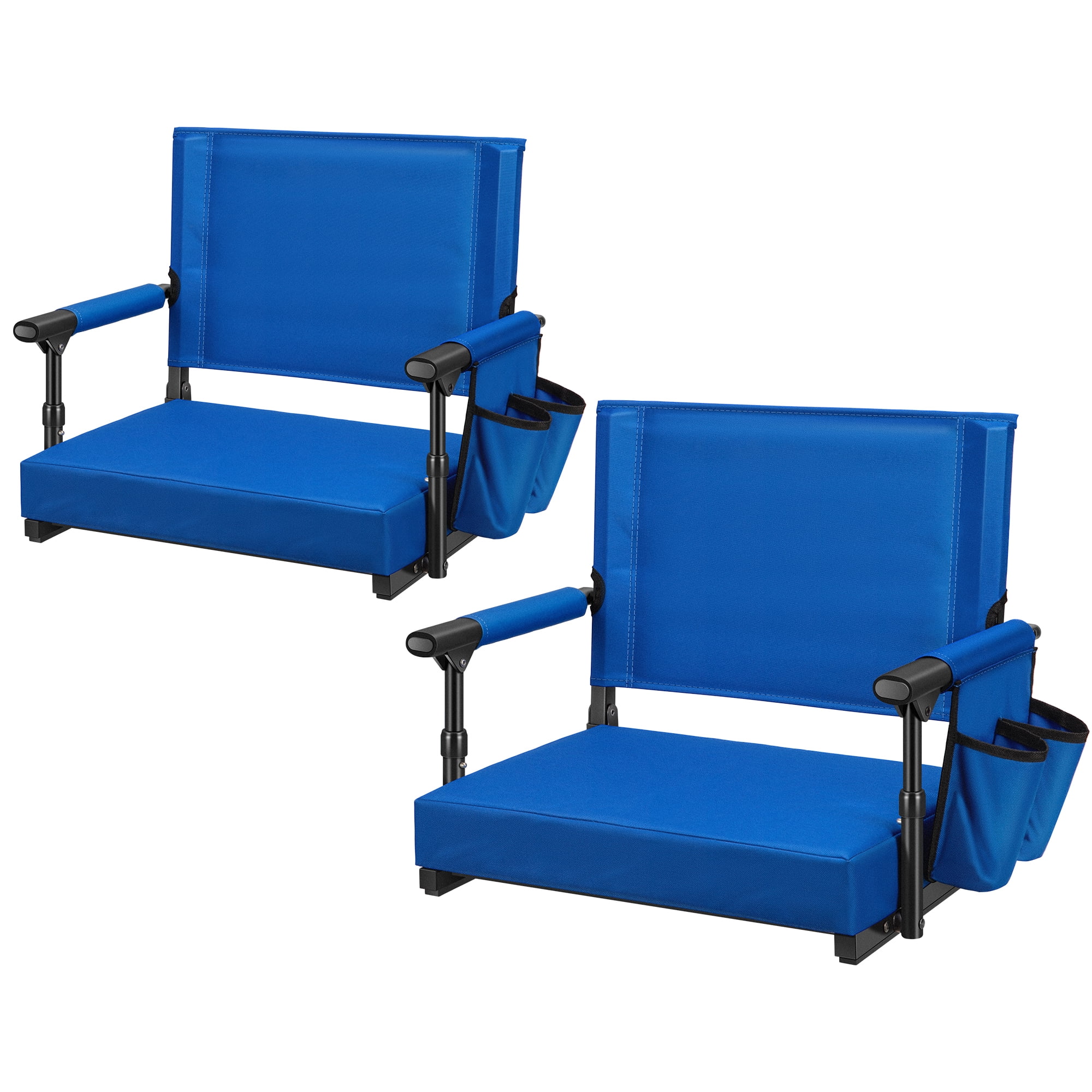 SPECSTAR Stadium Seats with Back Support and Cushion, 2 Pack Portable Bleacher Chairs with Cup Holder and Shoulder Strap