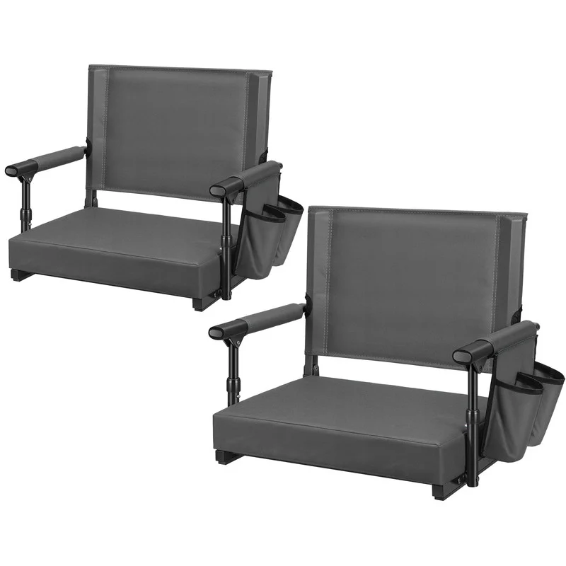 SPECSTAR Stadium Seats with Back Support and Cushion, 2 Pack Portable Bleacher Chairs with Cup Holder and Shoulder Strap