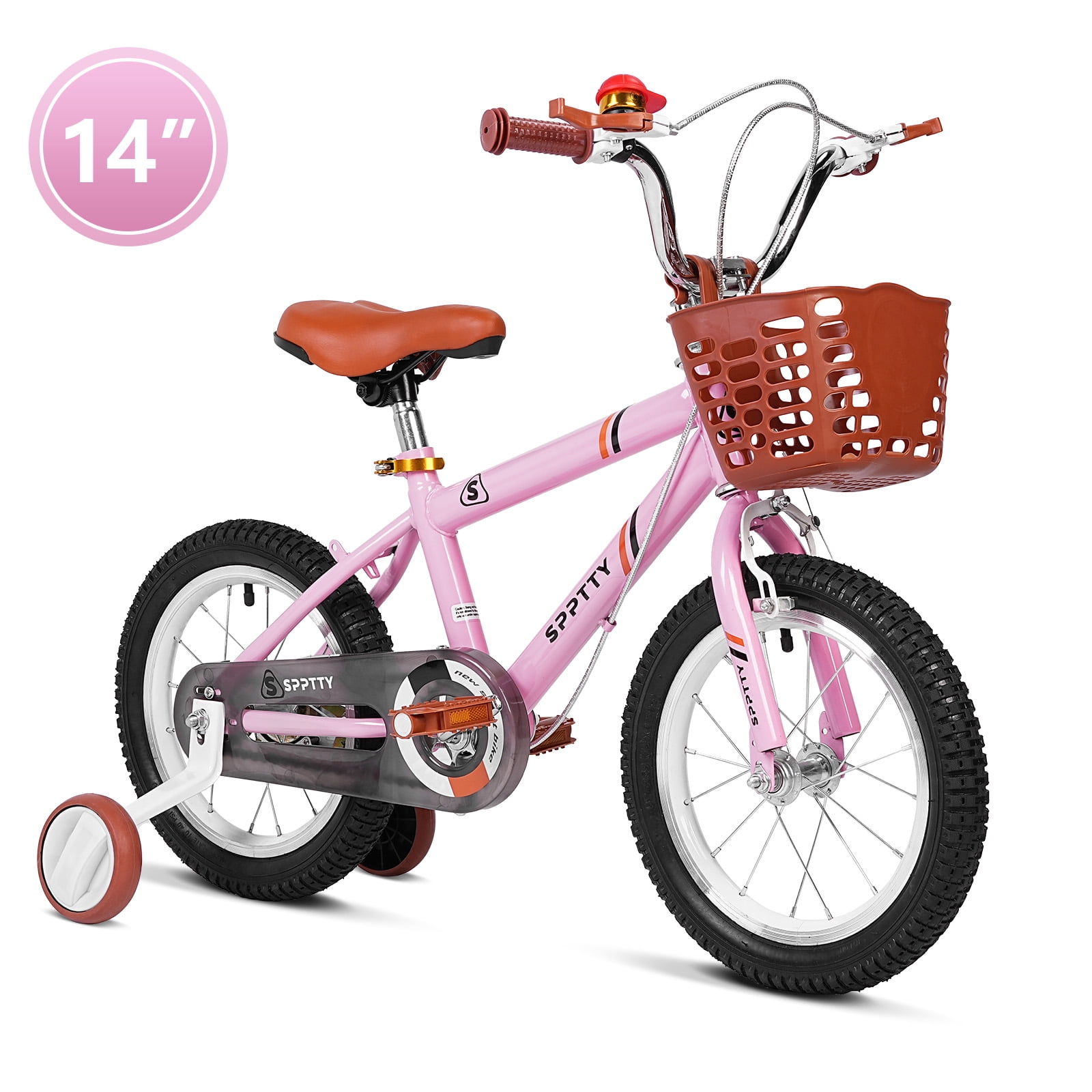 SPPTTY Girls Bike with Basket for 2-10 Years Old , 14" 18" Kids Bike with Bell Training Wheels